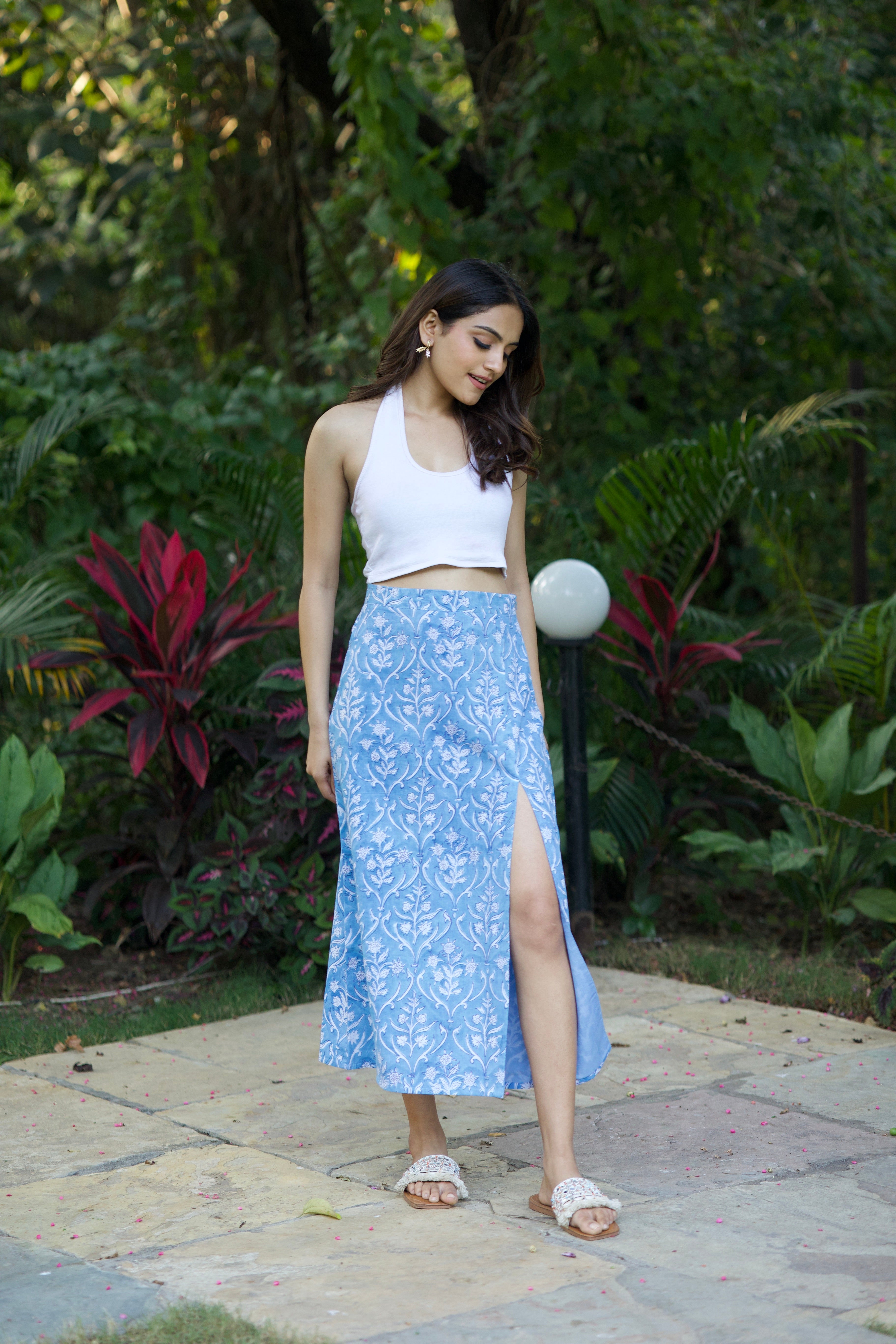 Slit Skirt (Blue)