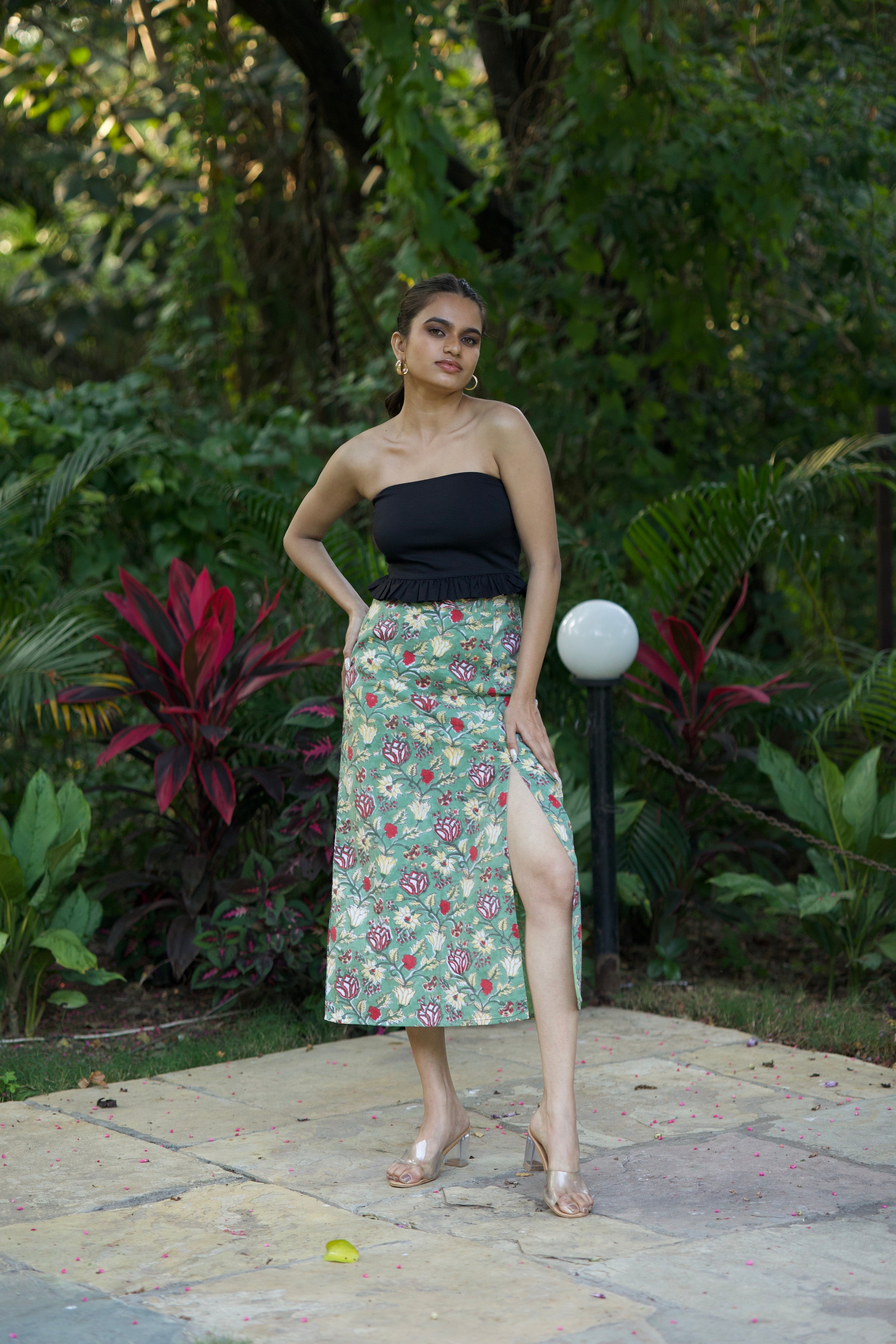 Slit Skirt (Green)
