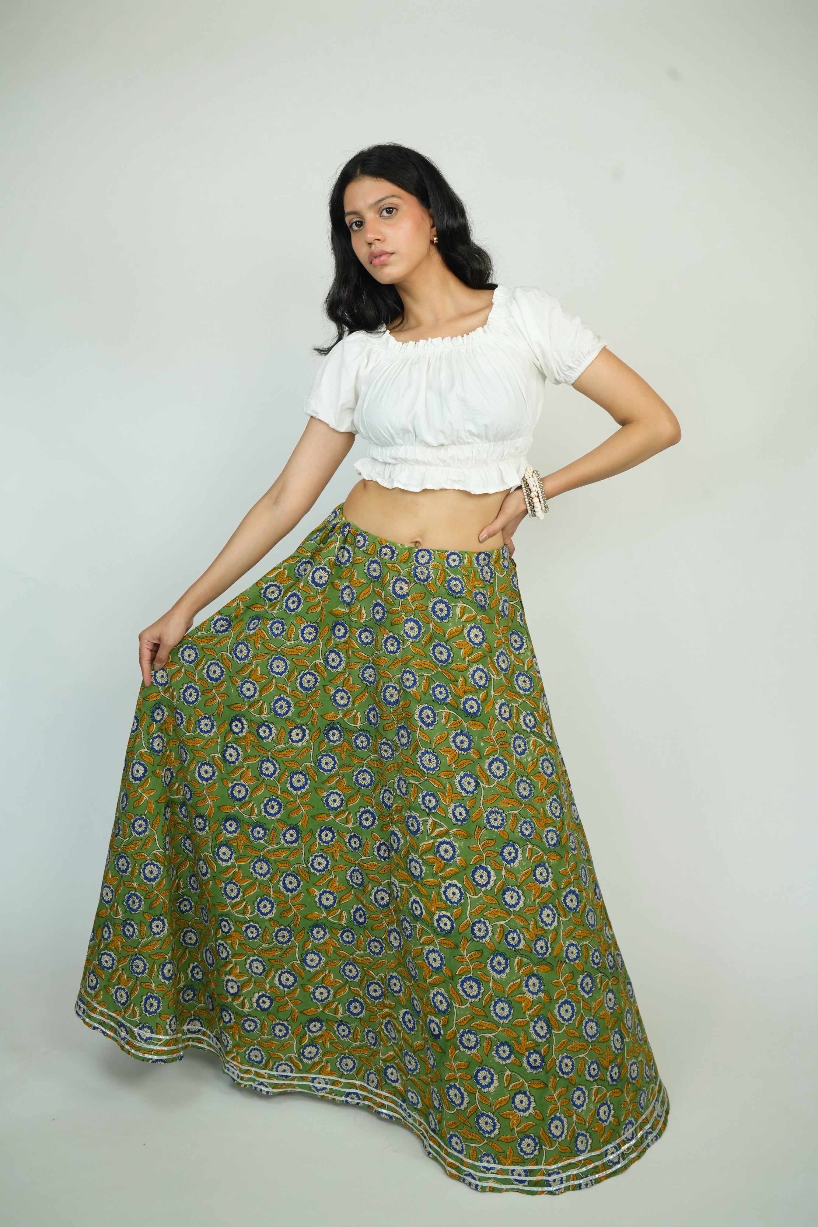 Green long Skirt