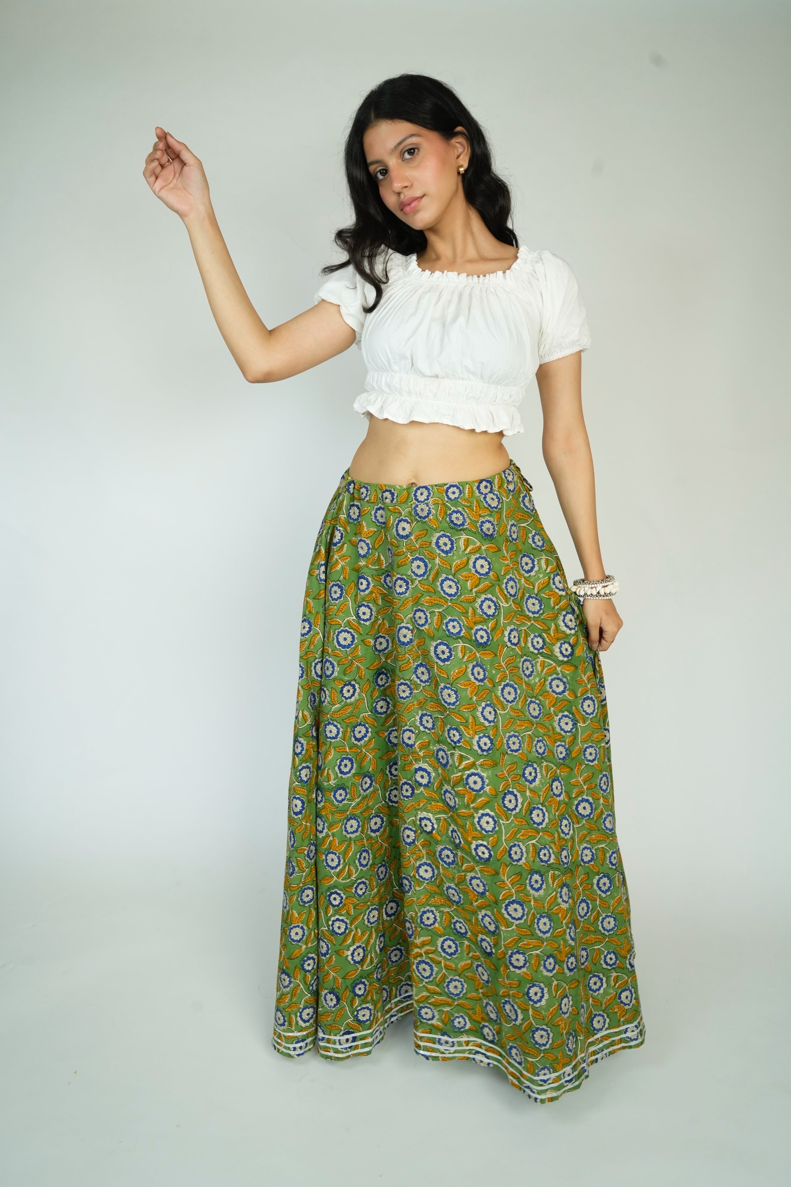 Green long Skirt