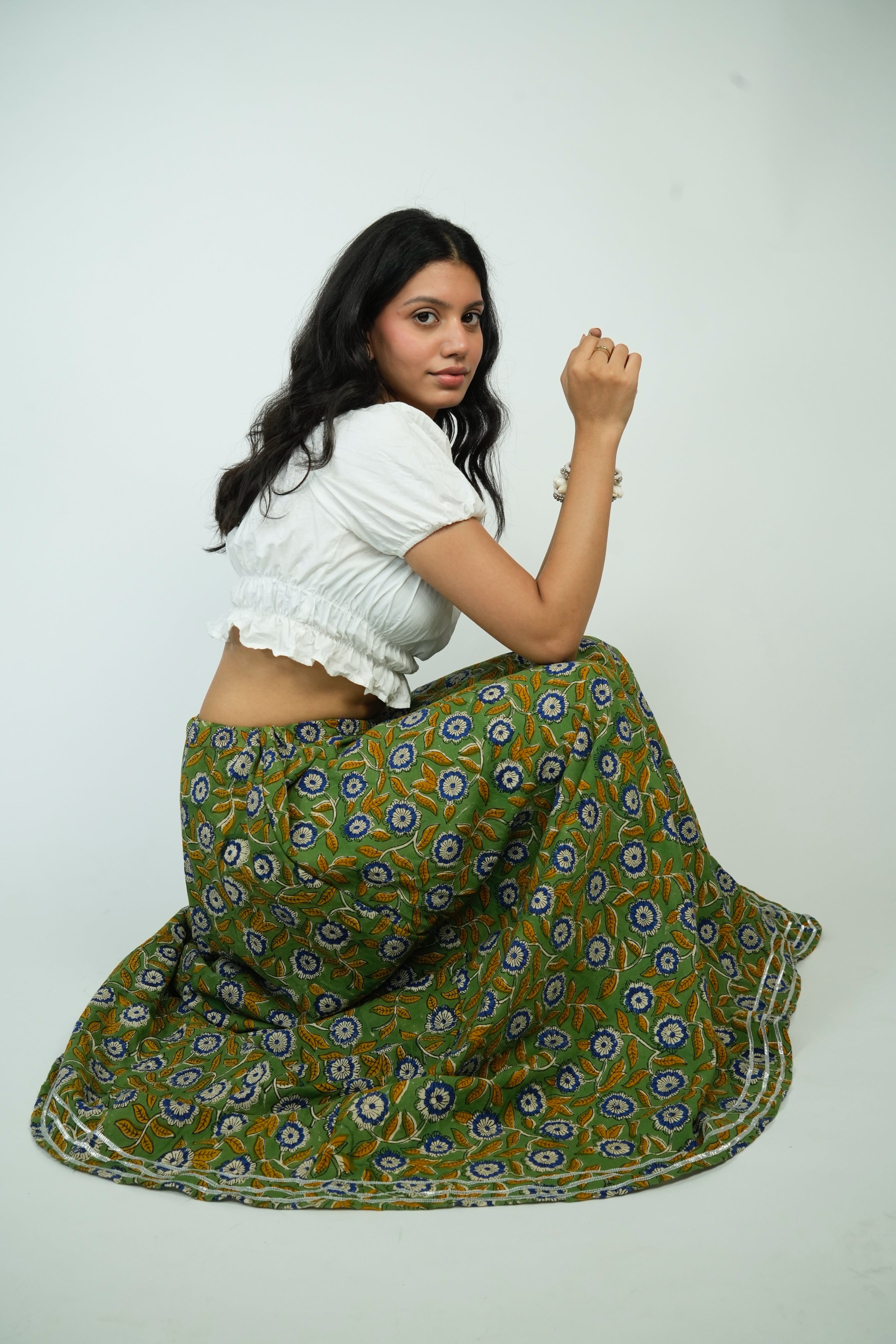 Green long Skirt