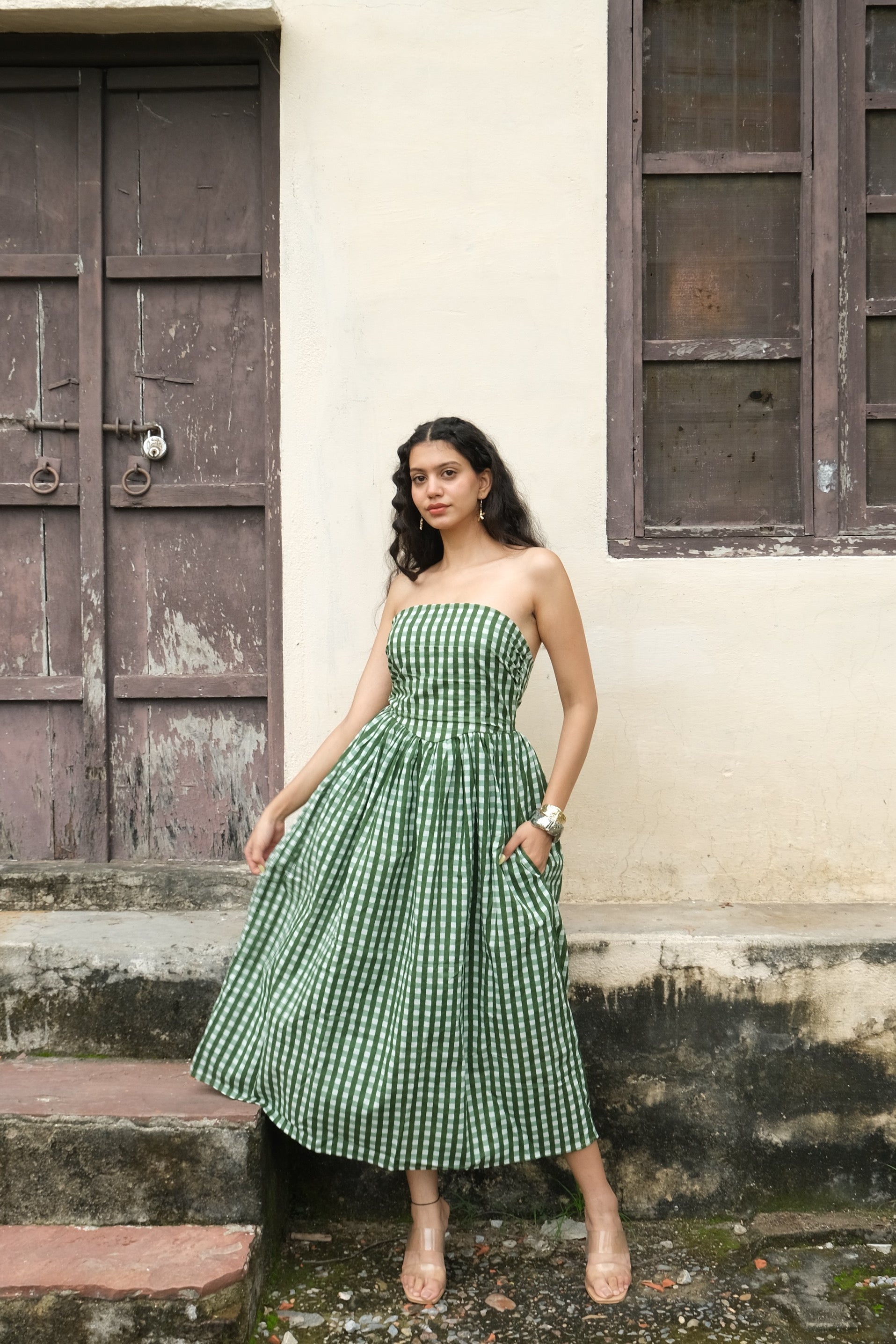 green emerald velvet dress Zeina Tube Dress main image 0