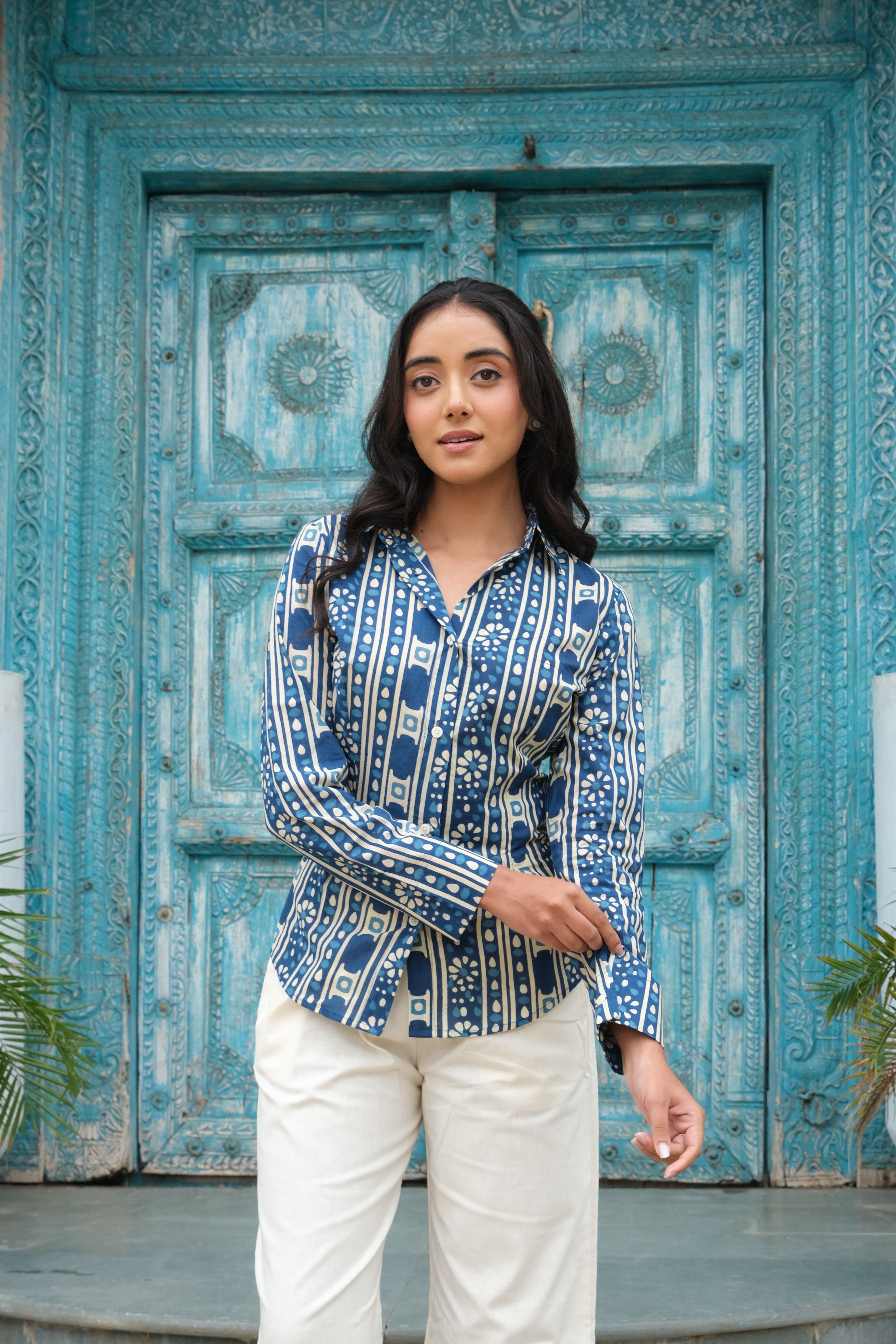 Indigo Corset Shirt