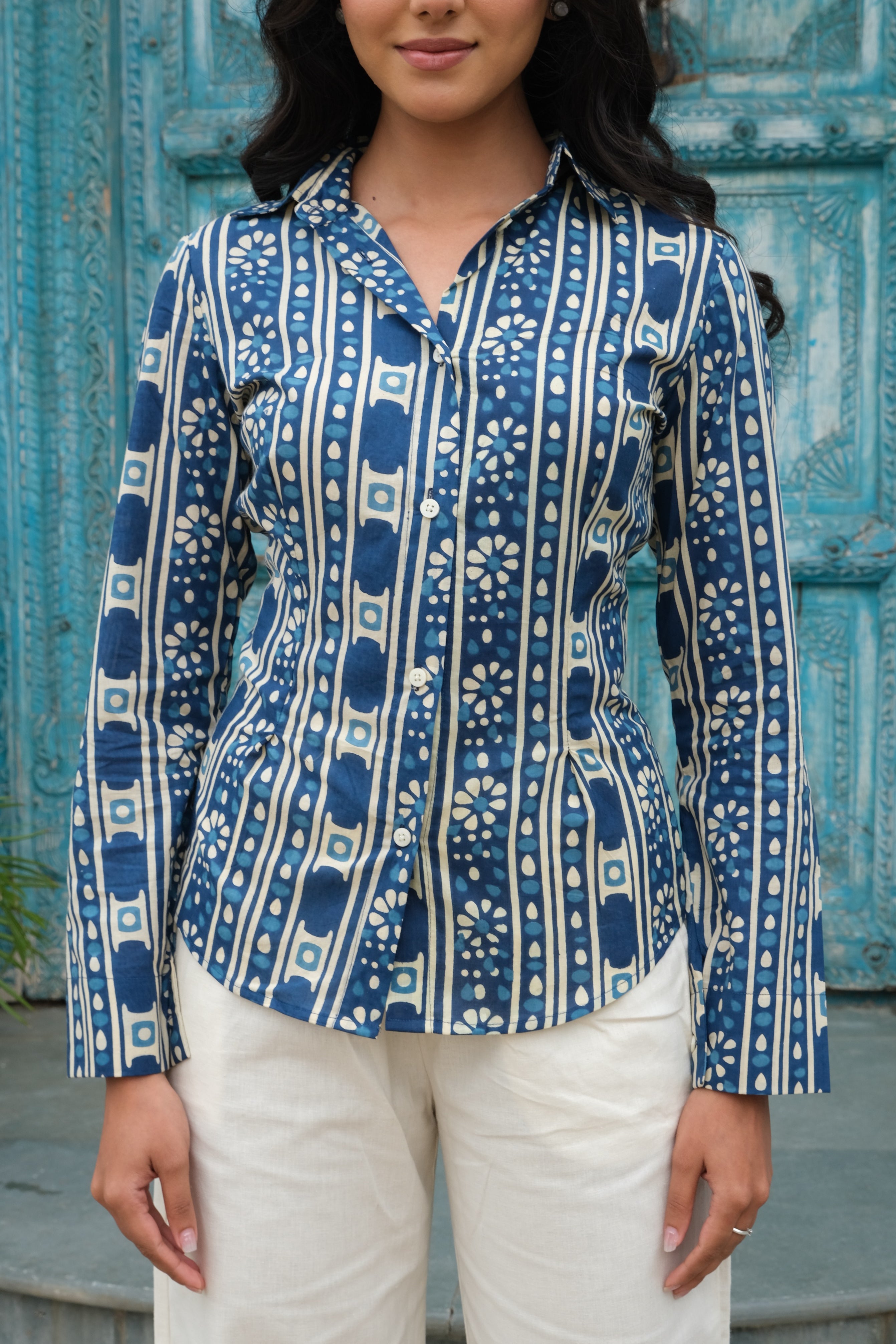 Indigo Corset Shirt
