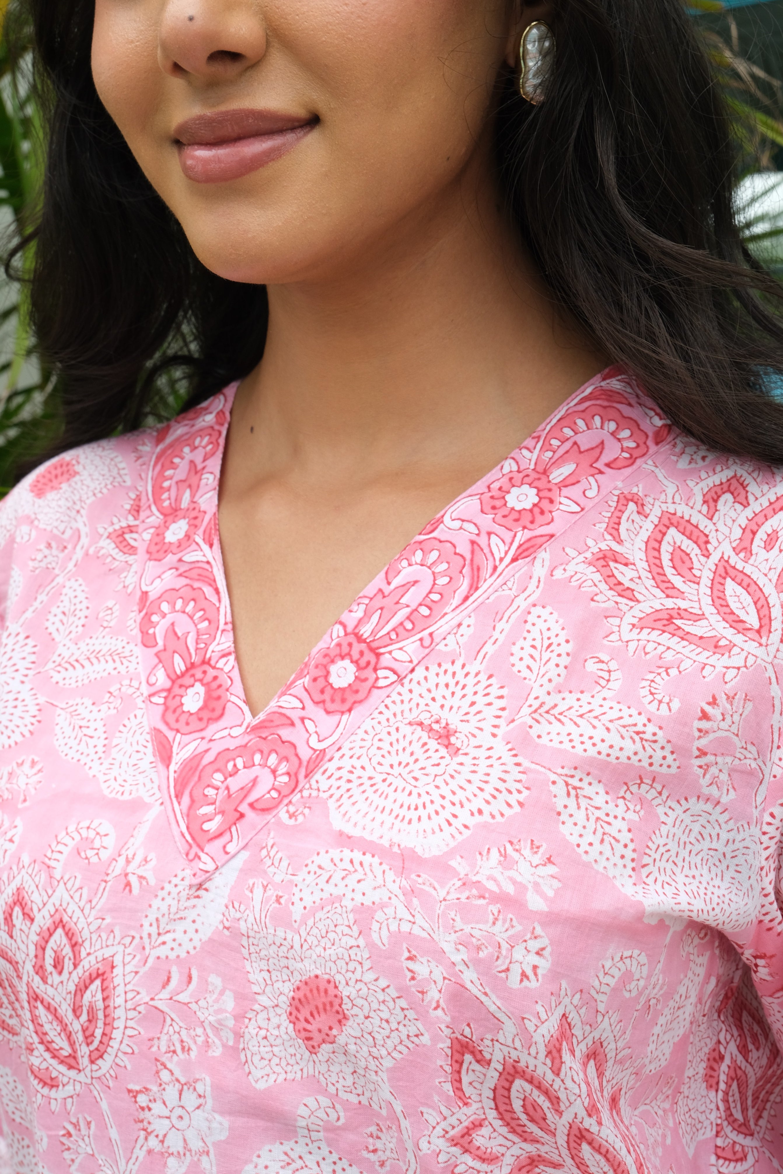 Border Short Kurti (Pink)