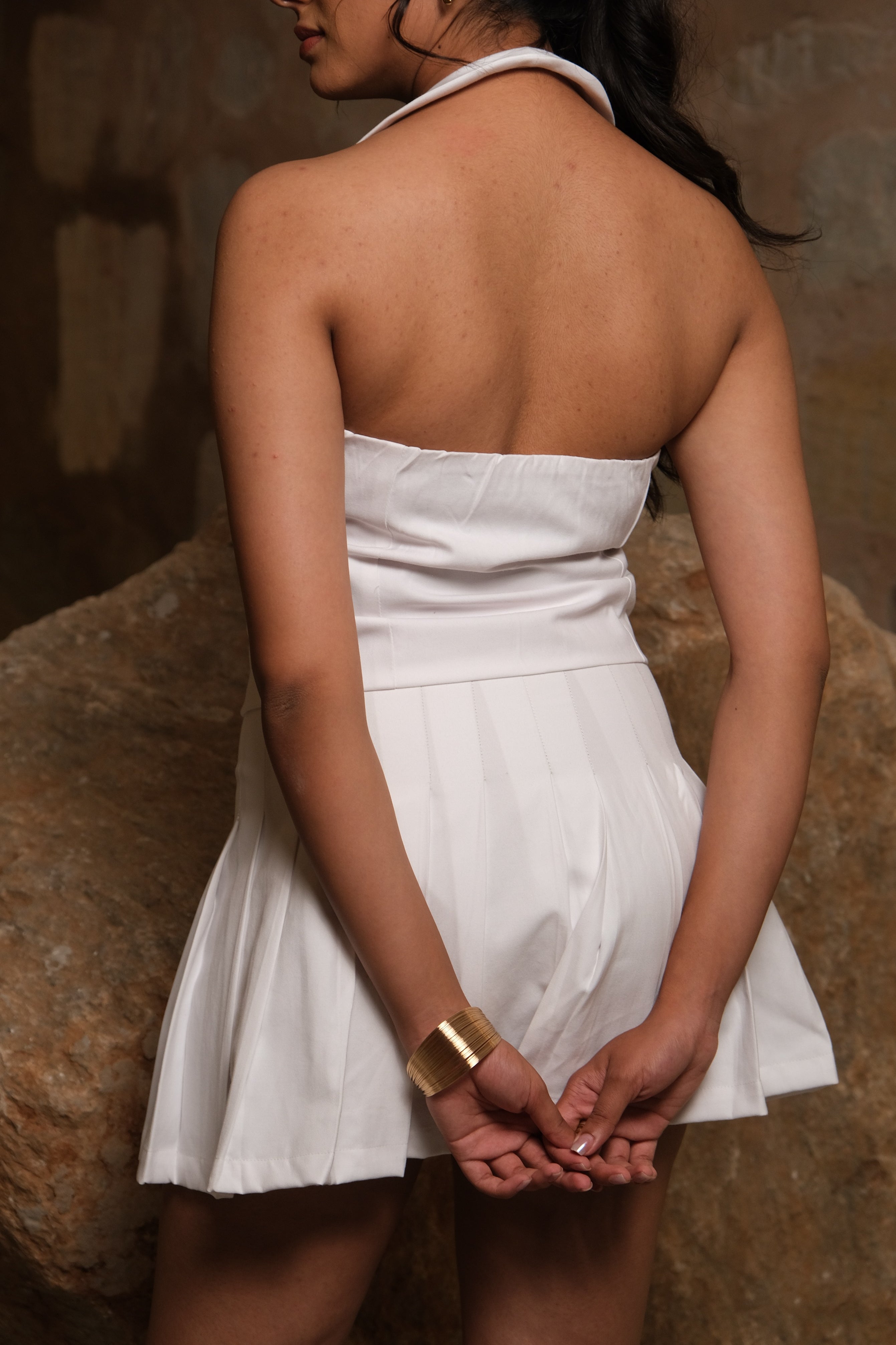 Pleated Skirt Co-ord (White)