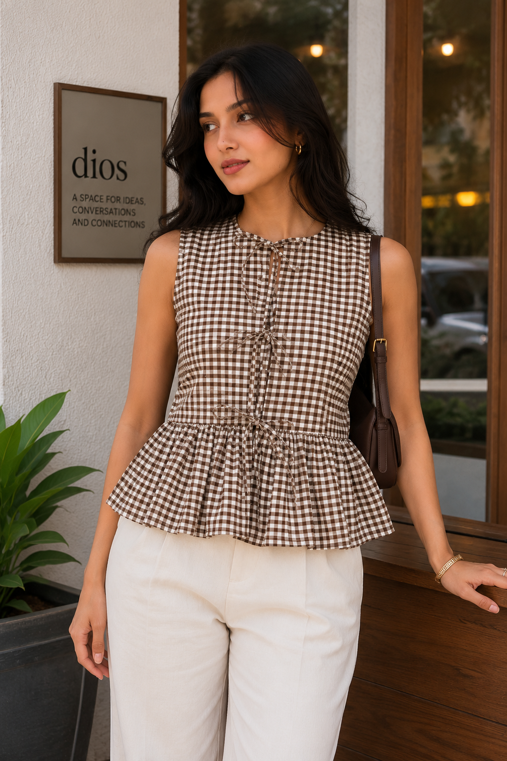 Tie-Up Vest Top (Brown)