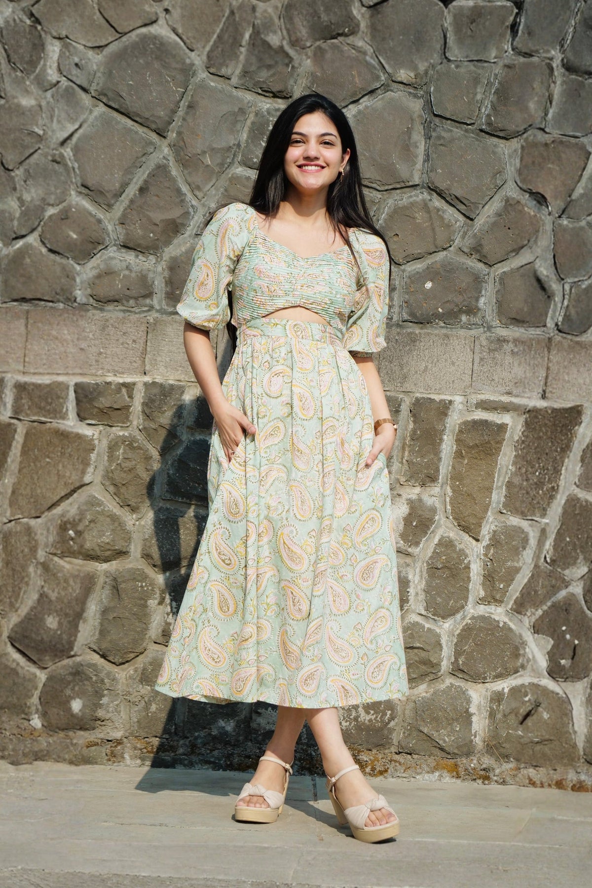 Pleated Dress (Pistachio)