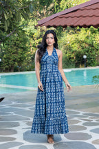 Long Halter Dress (Indigo Blue)