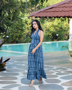 Long Halter Dress (Indigo Blue)