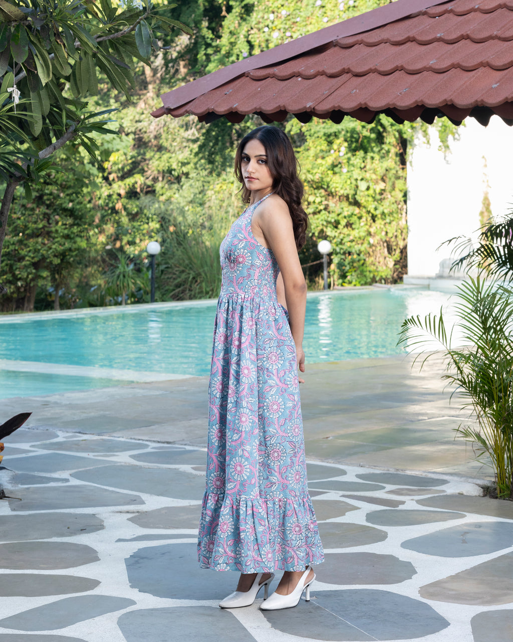 Long Halter Dress (Light Blue)