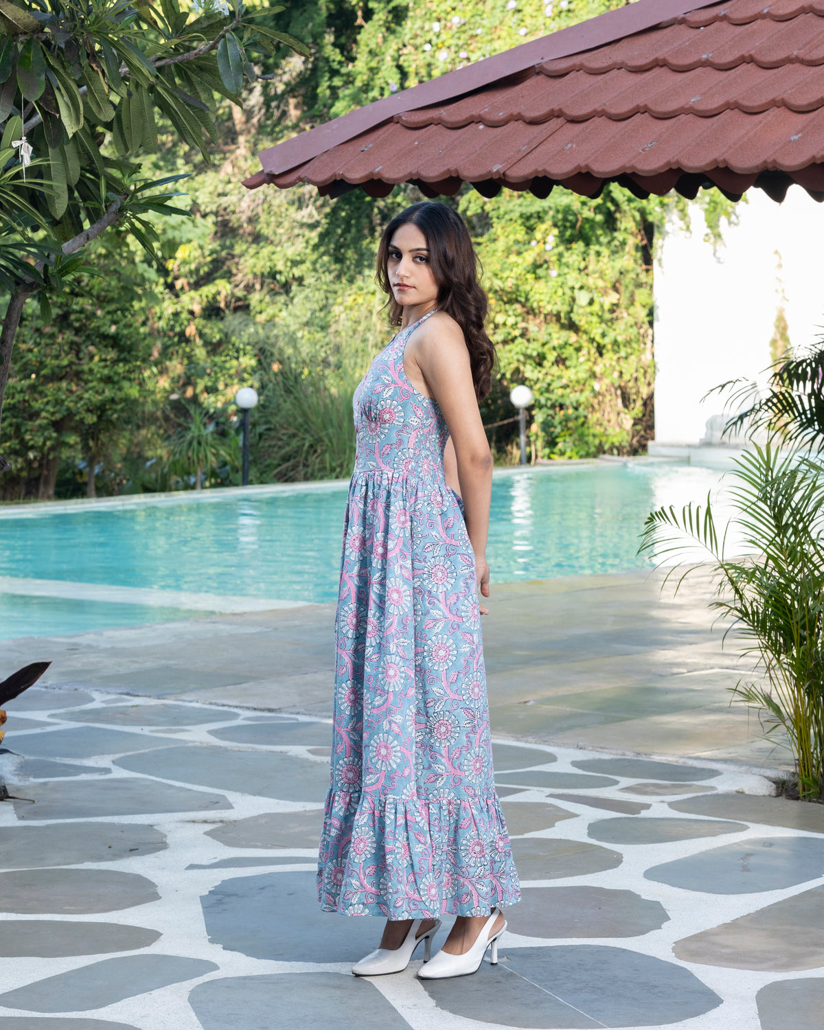 Long Halter Dress (Light Blue)