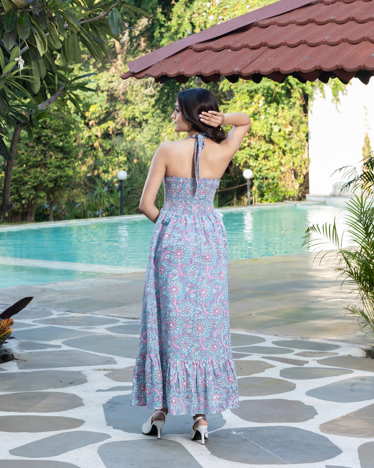 Long Halter Dress (Light Blue)