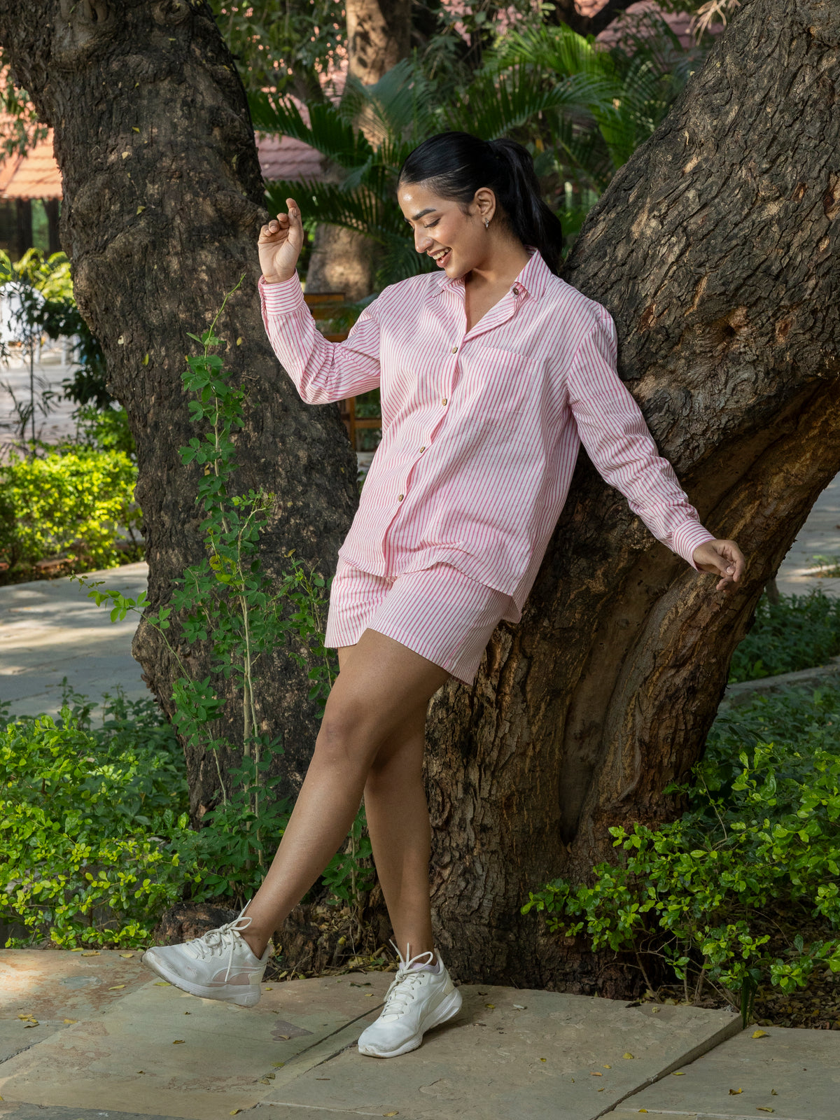 Relaxed Fit Shirt & Shorts Co-ord (Pink)