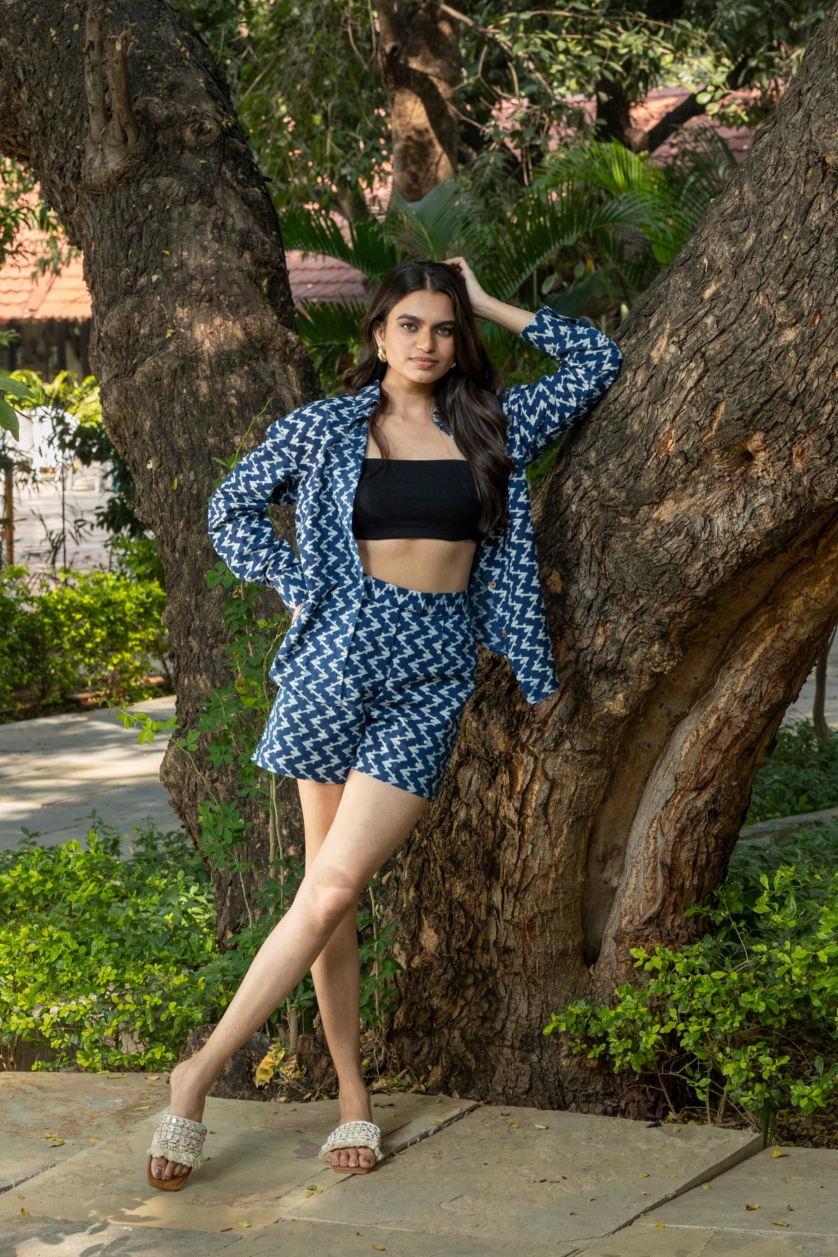 Relaxed Fit Shirt & Shorts Co-ord (Indigo Blue)
