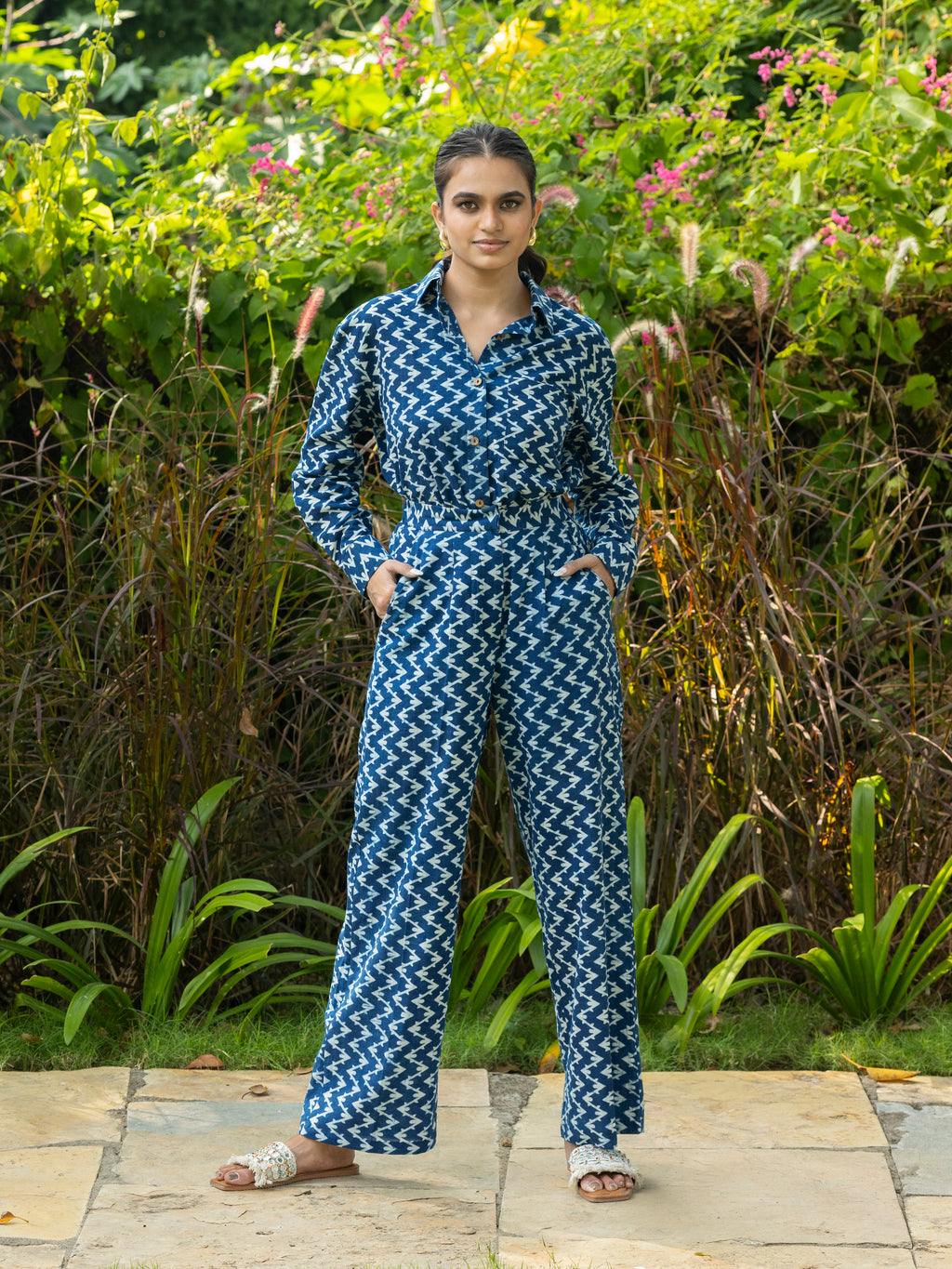 Relaxed Fit Shirt & Trousers Co-ord (Indigo Blue)