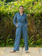 Relaxed Fit Shirt & Trousers Co-ord (Indigo Blue)