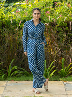 Relaxed Fit Shirt & Trousers Co-ord (Indigo Blue)