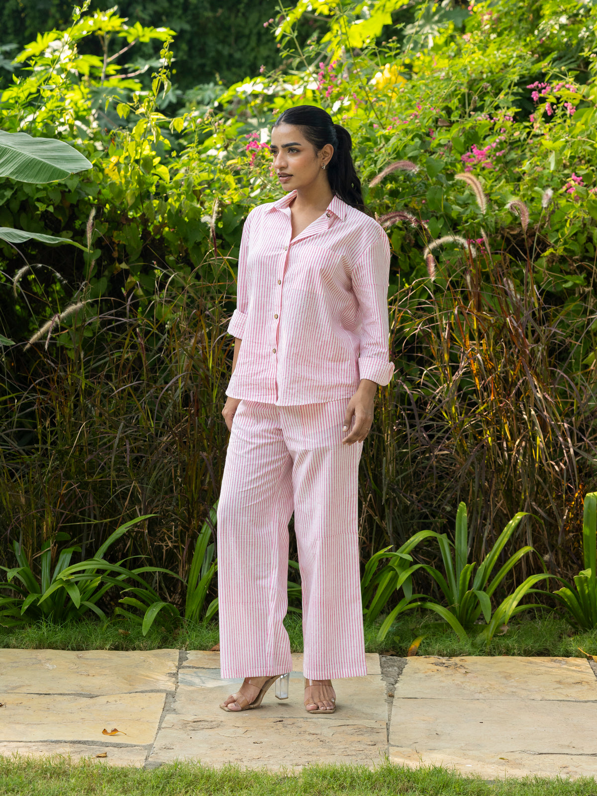 Relaxed Fit Shirt & Trousers Co-ord (Pink)