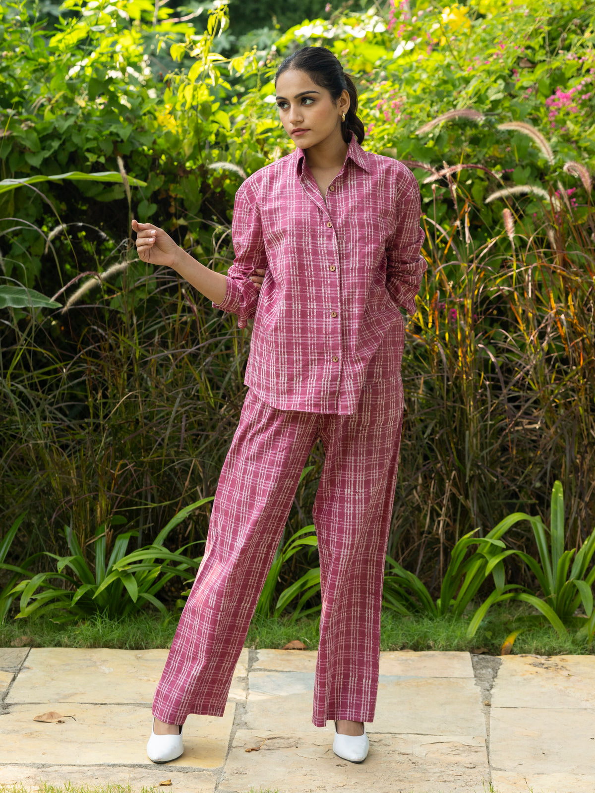 Relaxed Fit Shirt & Trousers Co-ord (Mauve)