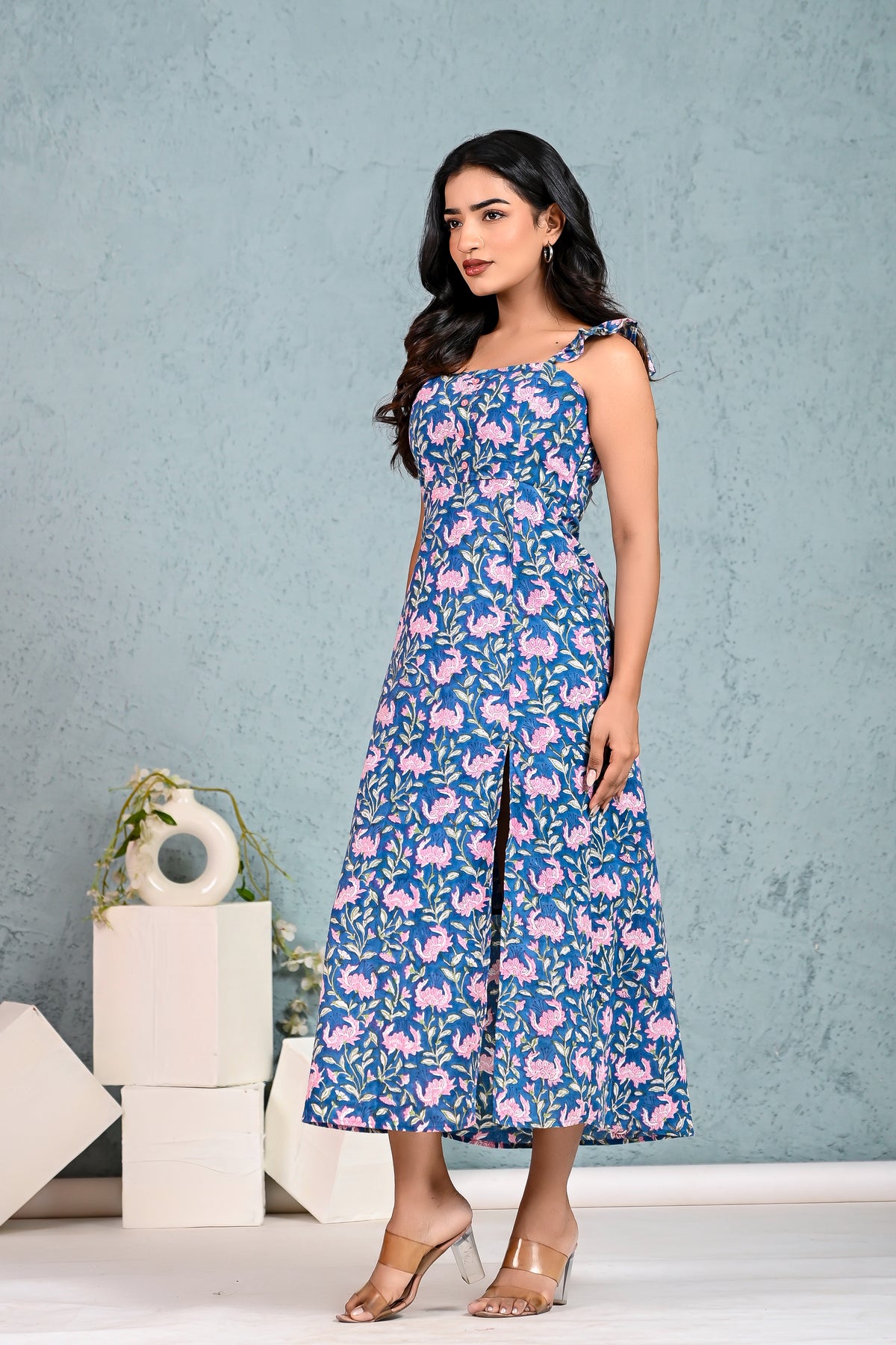 Midi Slit Dress (Blue)