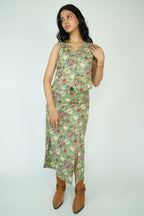 Slit Skirt Vest Co-ord (Green)