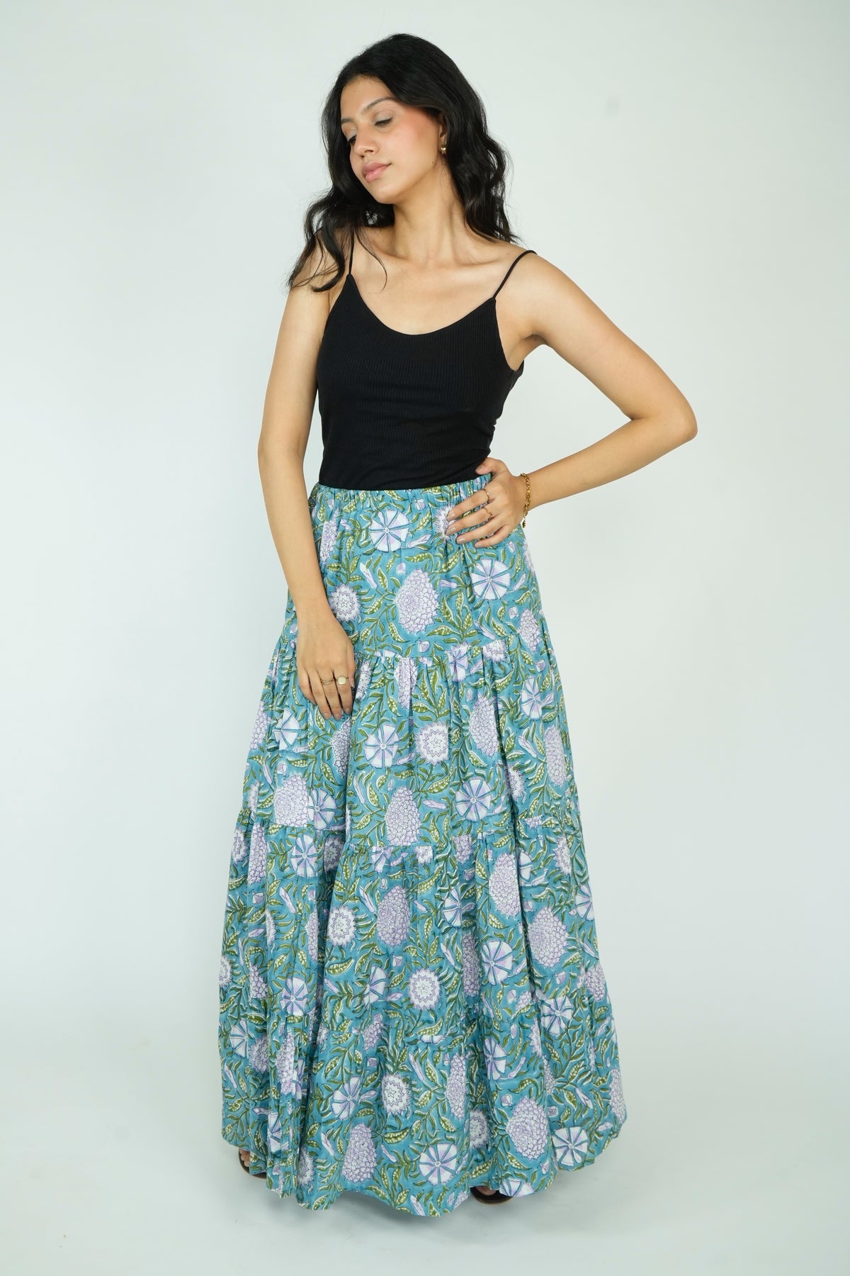 Layered Maxi Skirt (Teal)