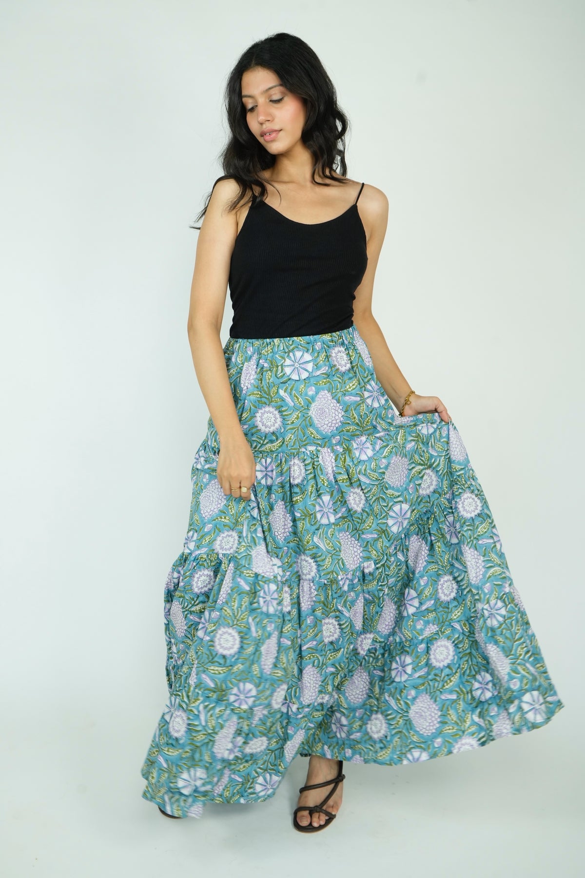 Layered Maxi Skirt (Teal)