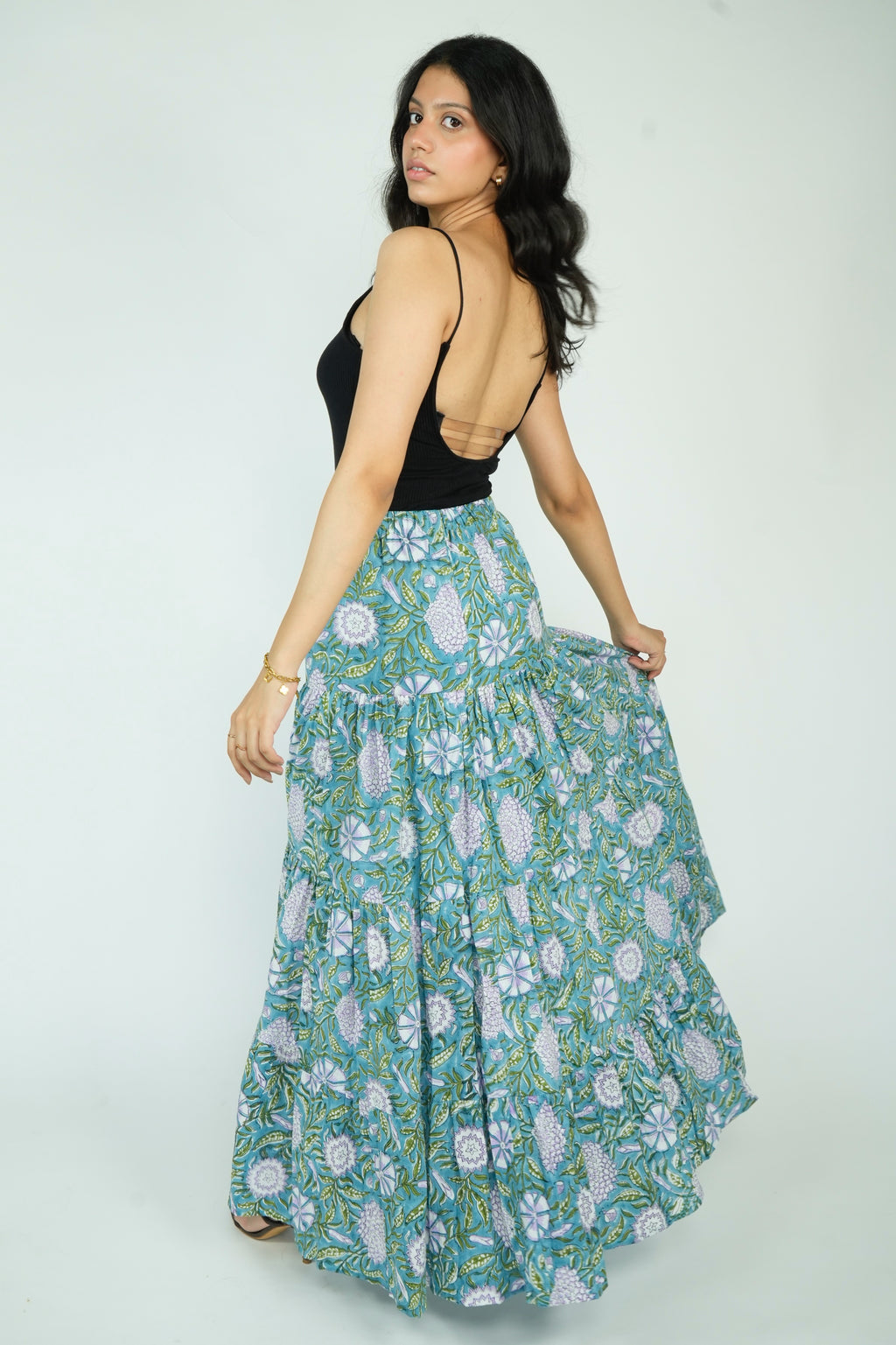 Layered Maxi Skirt (Teal)