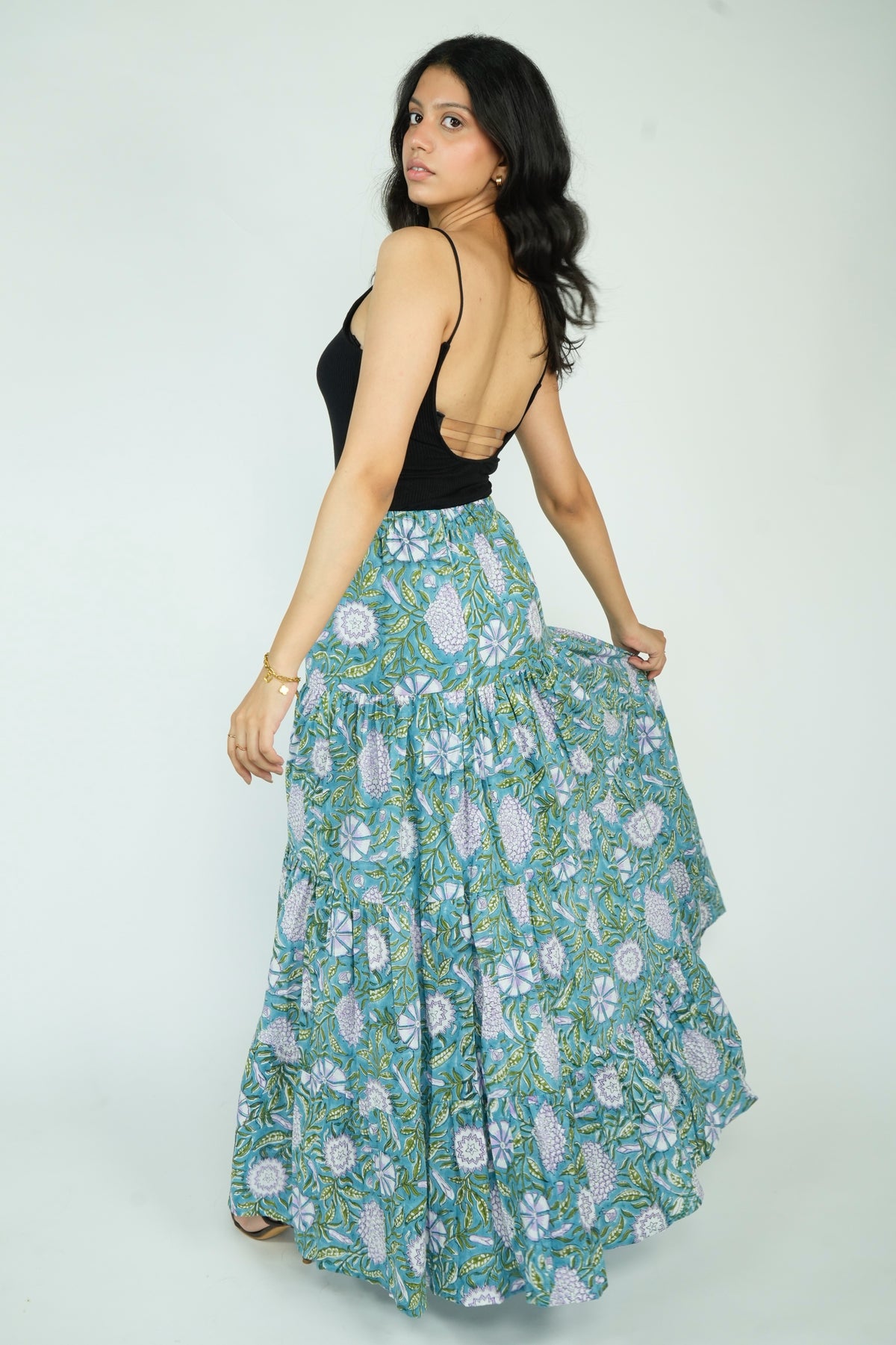 Layered Maxi Skirt (Teal)