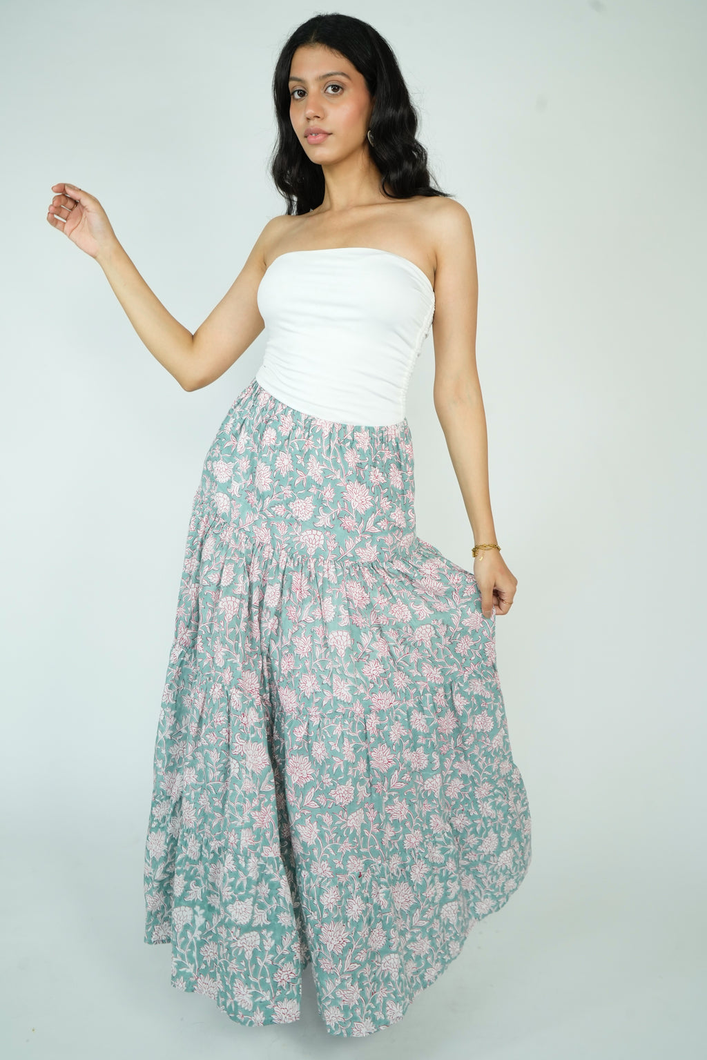 Layered Maxi Skirt (Turquoise)