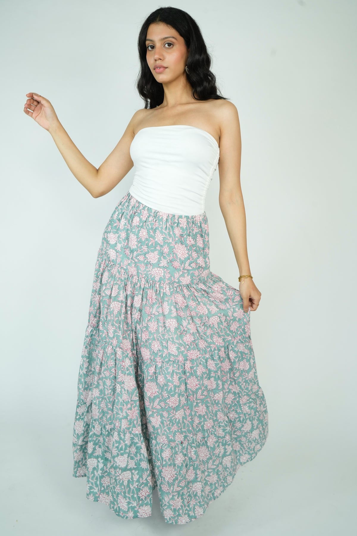Layered Maxi Skirt (Turquoise)