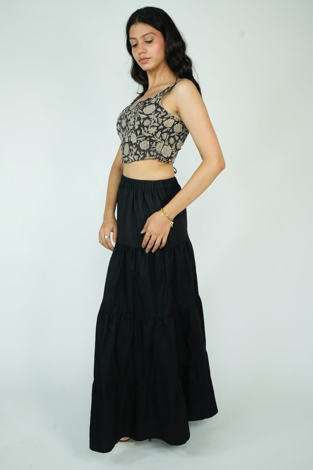 Layered Maxi Skirt (Black)