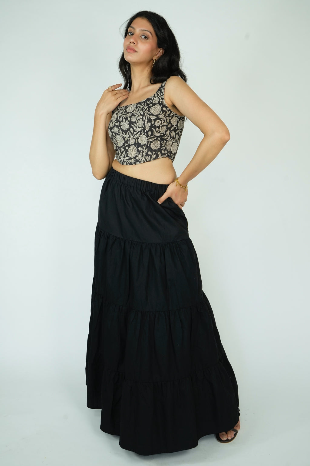 Layered Maxi Skirt (Black)