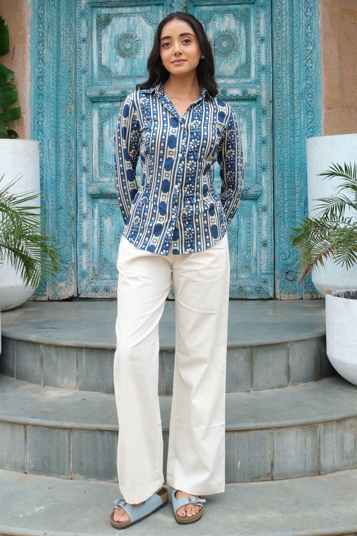 Indigo Corset Shirt