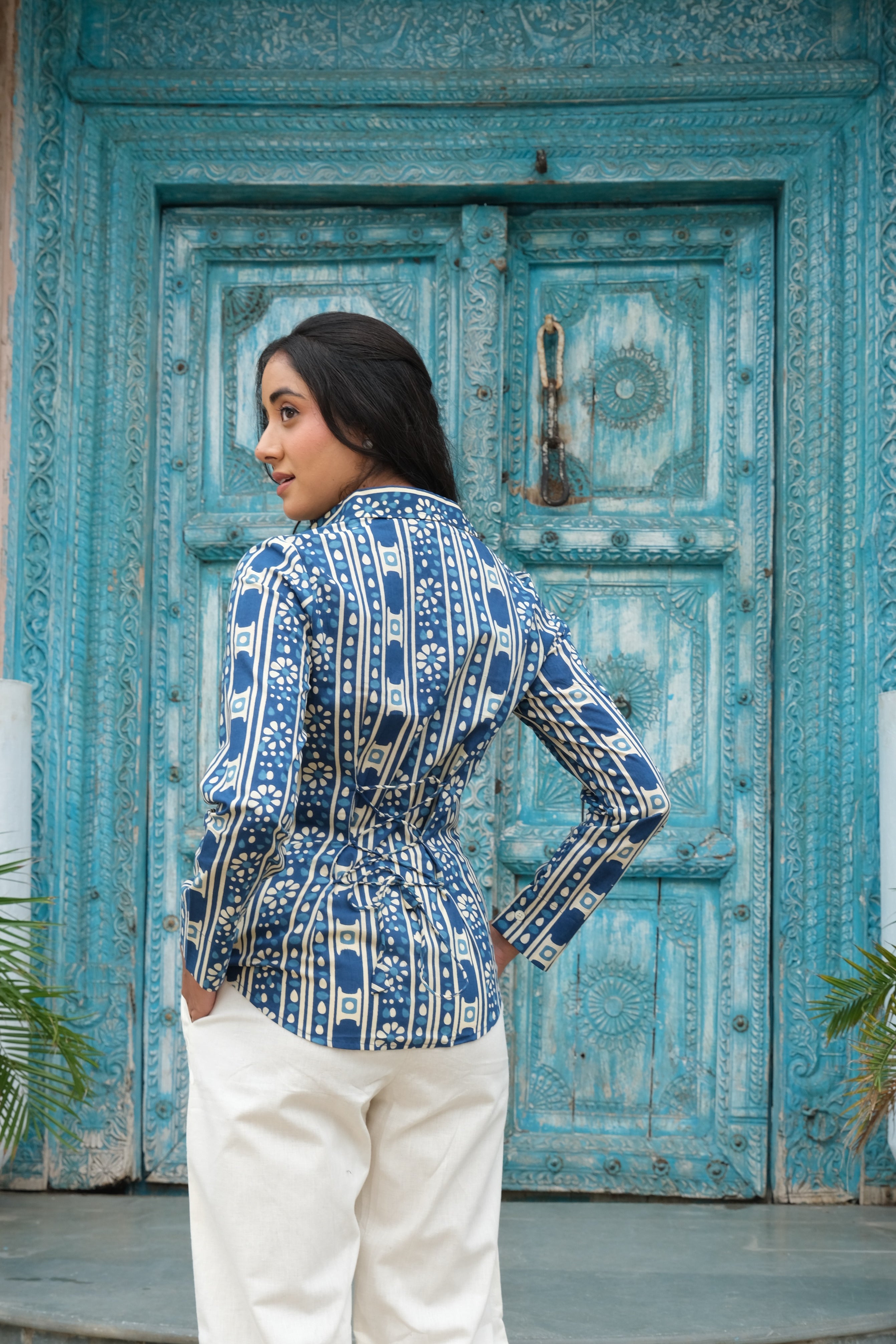 Indigo Corset Shirt