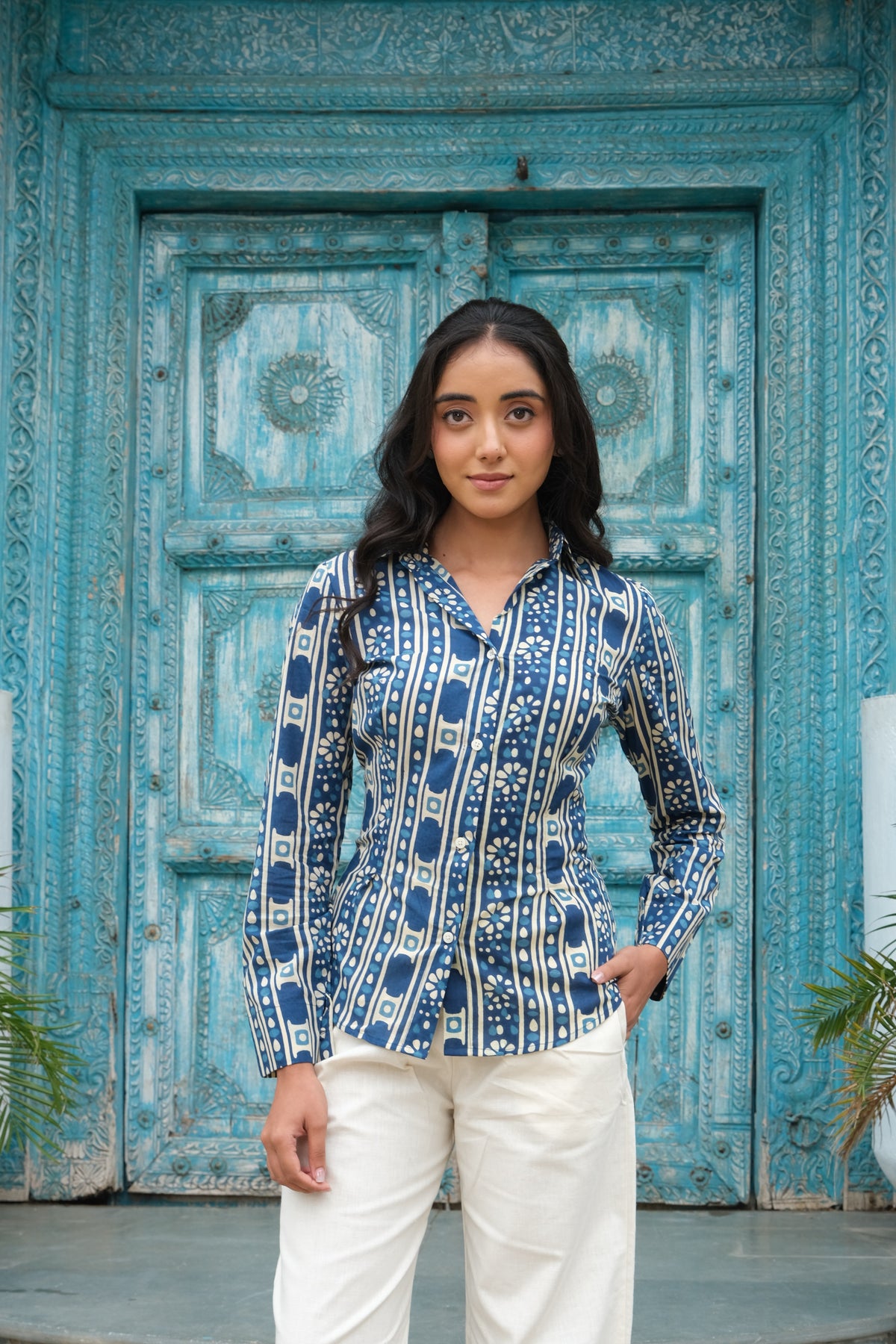 Indigo Corset Shirt