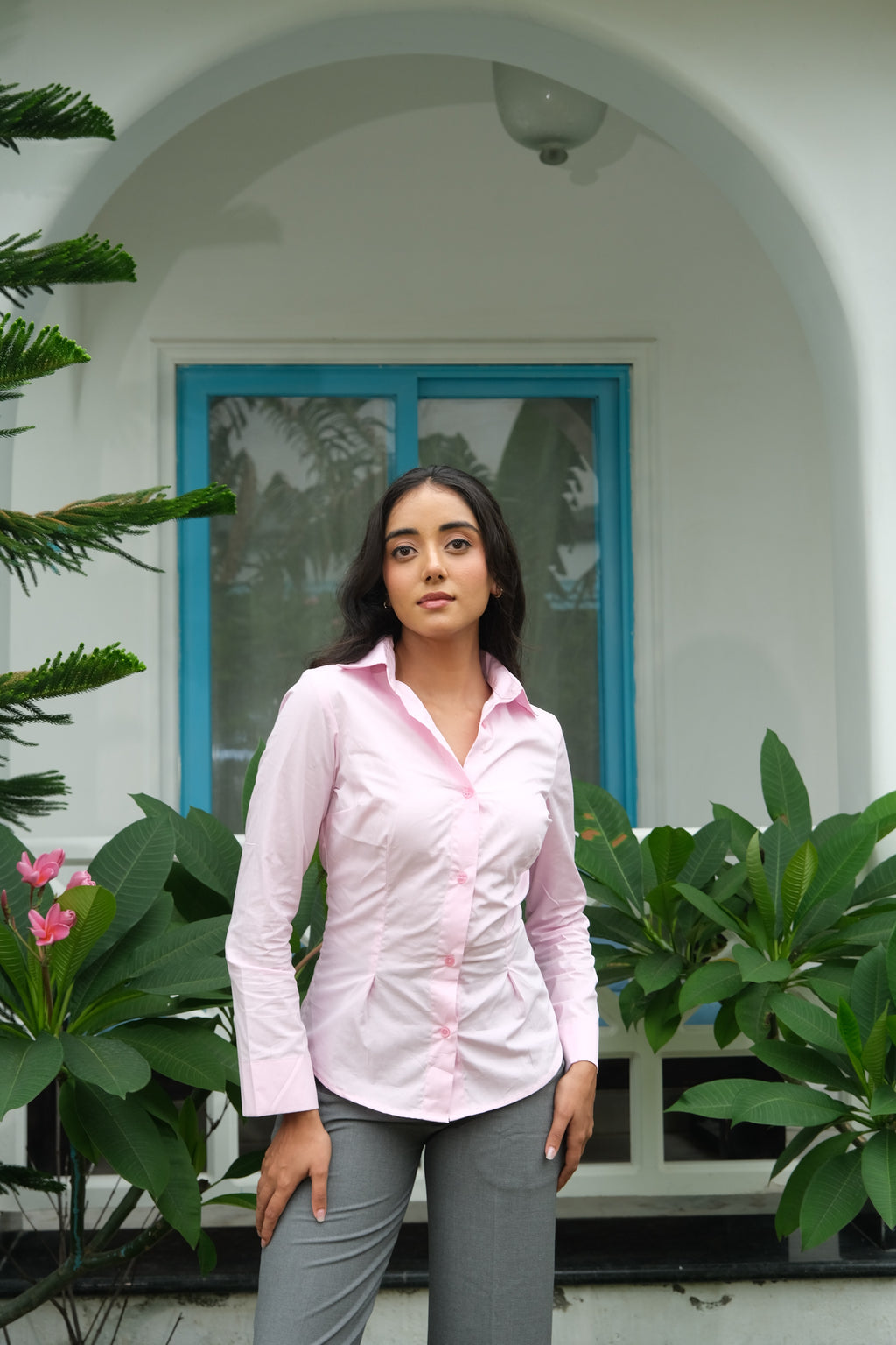 Poplin Corset Shirt (Pink)
