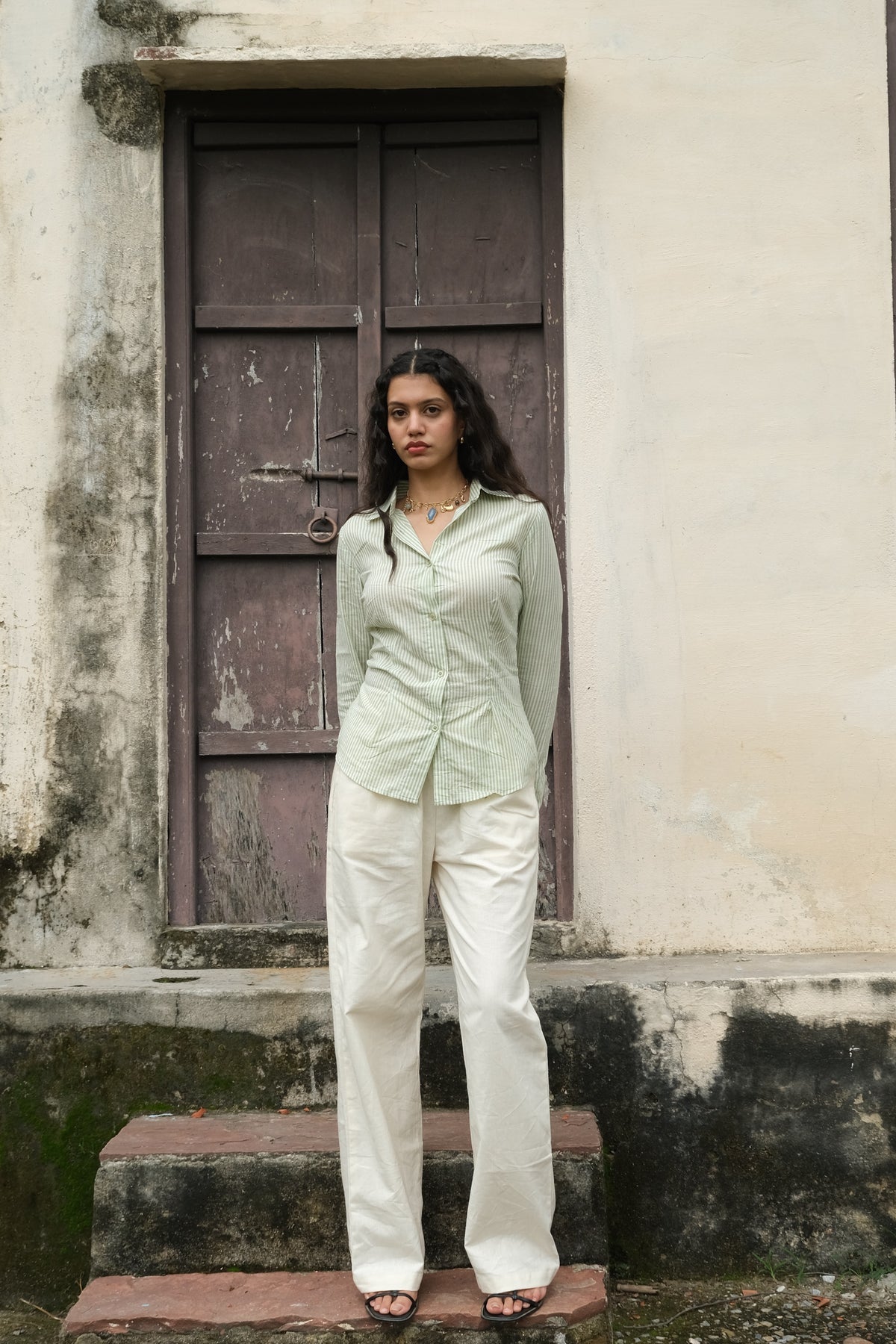 Striped Corset Shirt (Green)