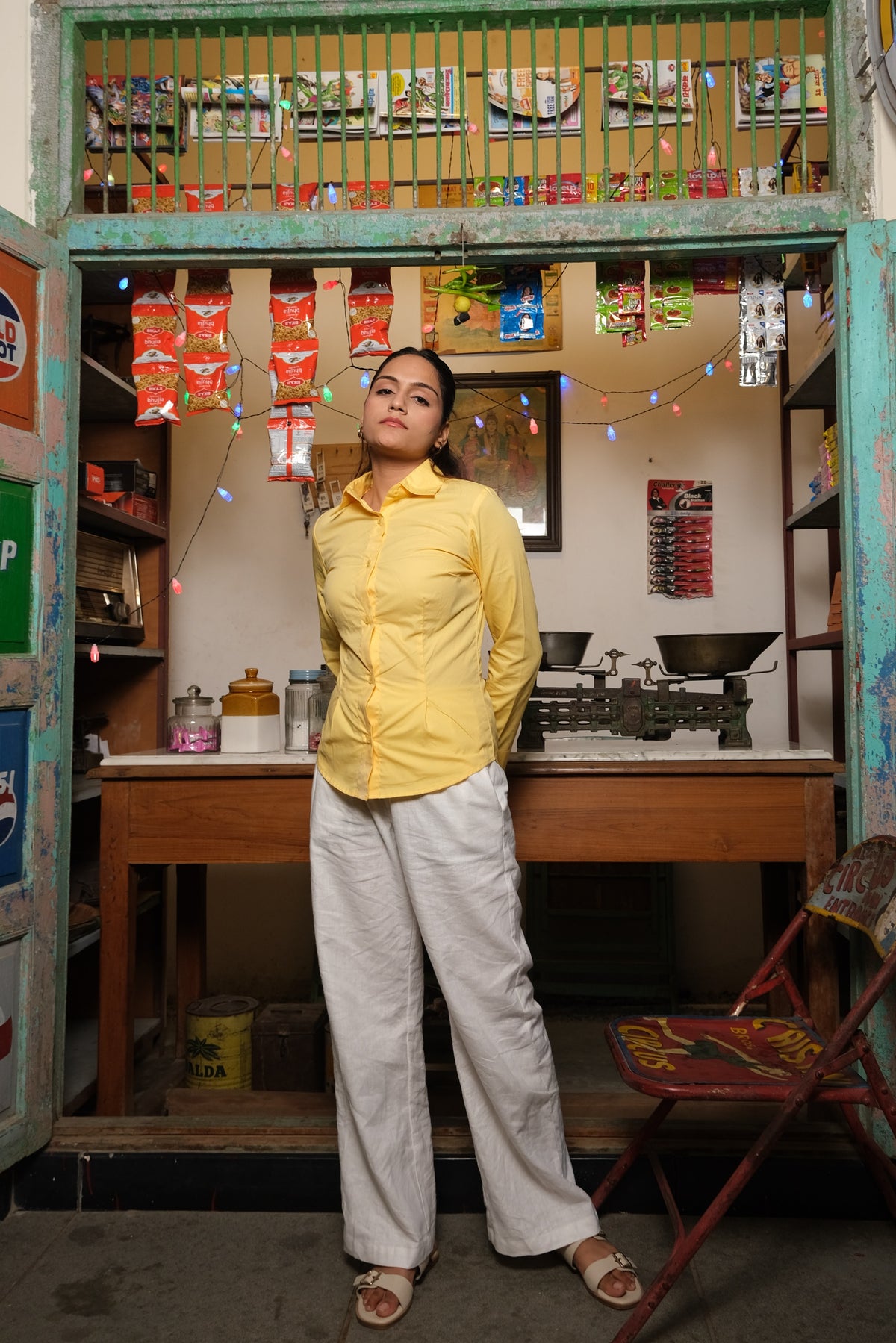 Poplin Corset Shirt (Yellow)