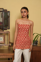 Noodle Strap Corset Kurti (Red)