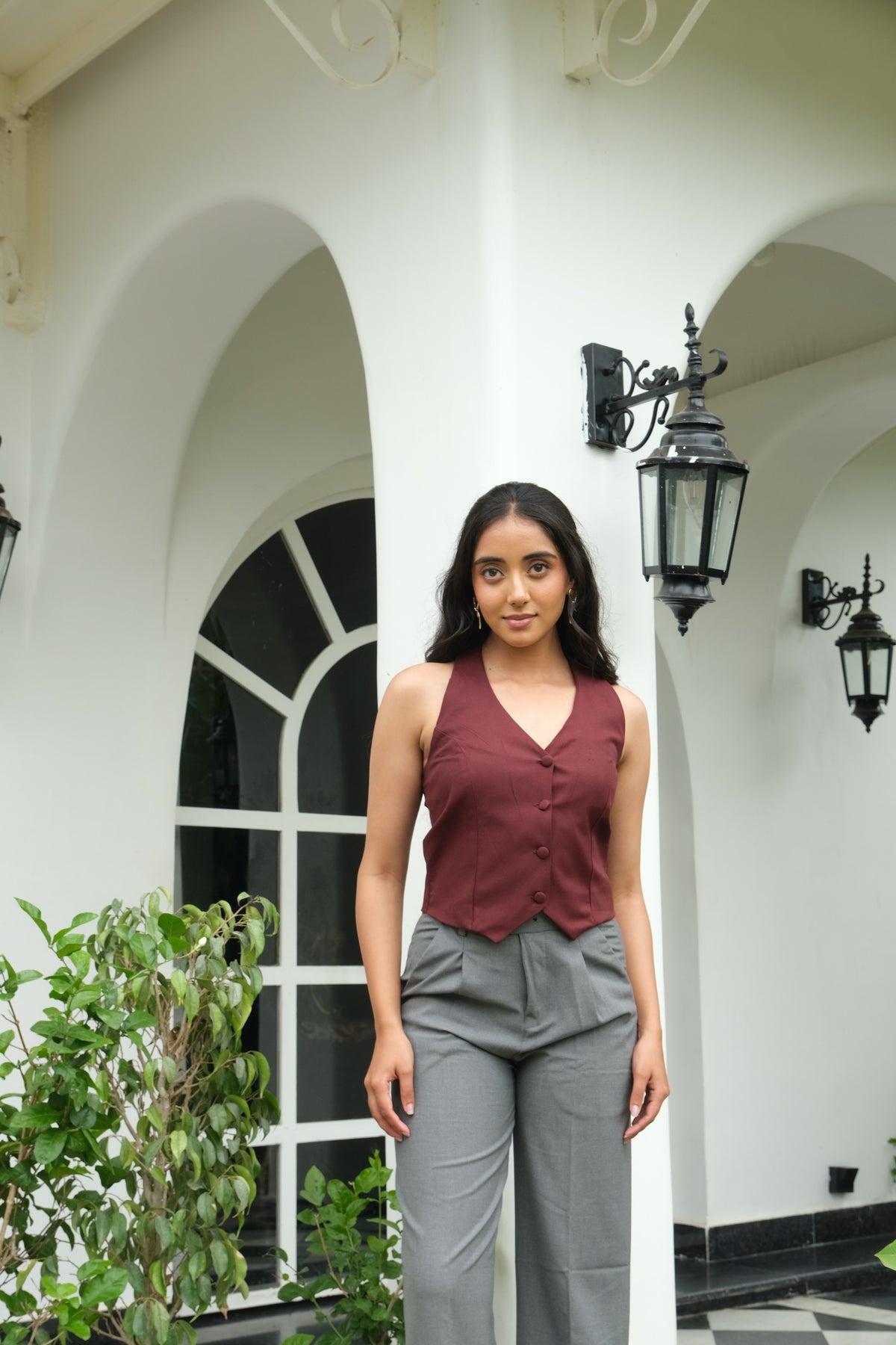 Halterneck WaistCoat (Maroon)