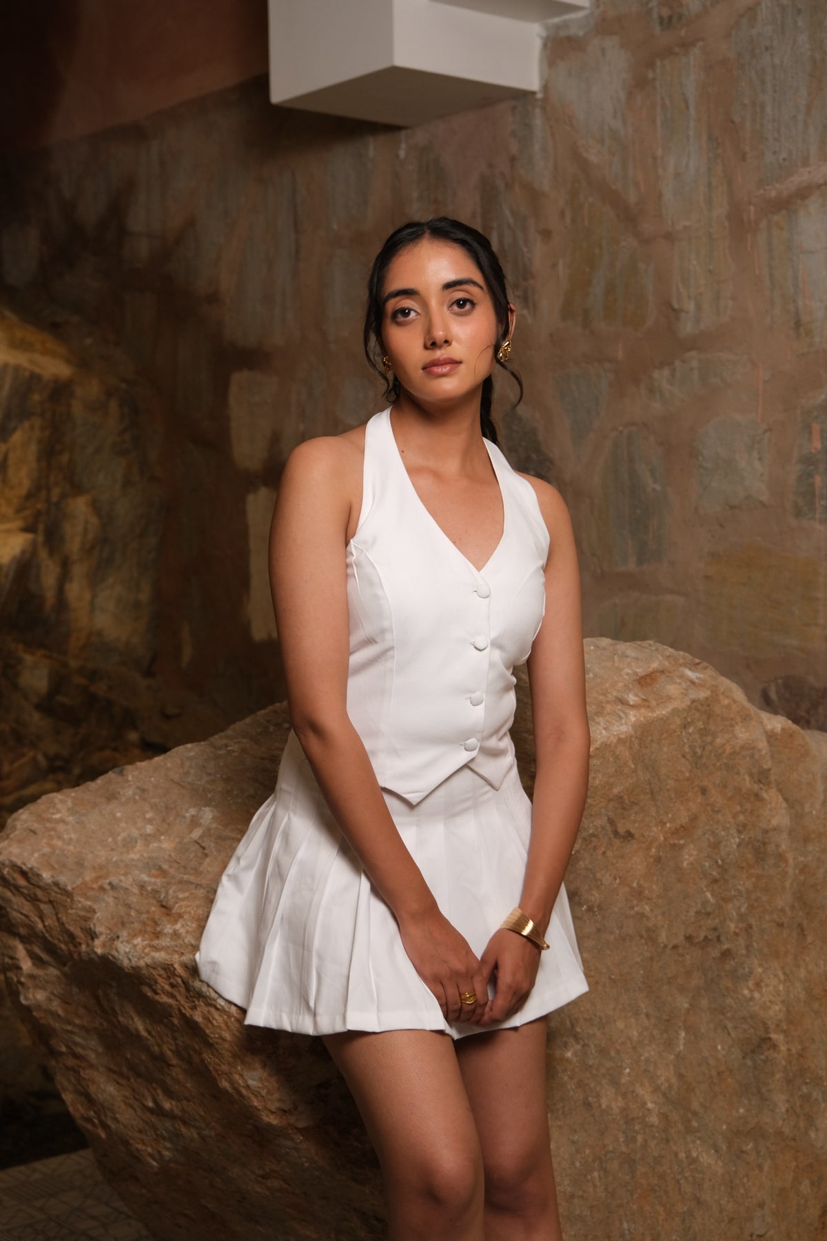 Halterneck WaistCoat (White)