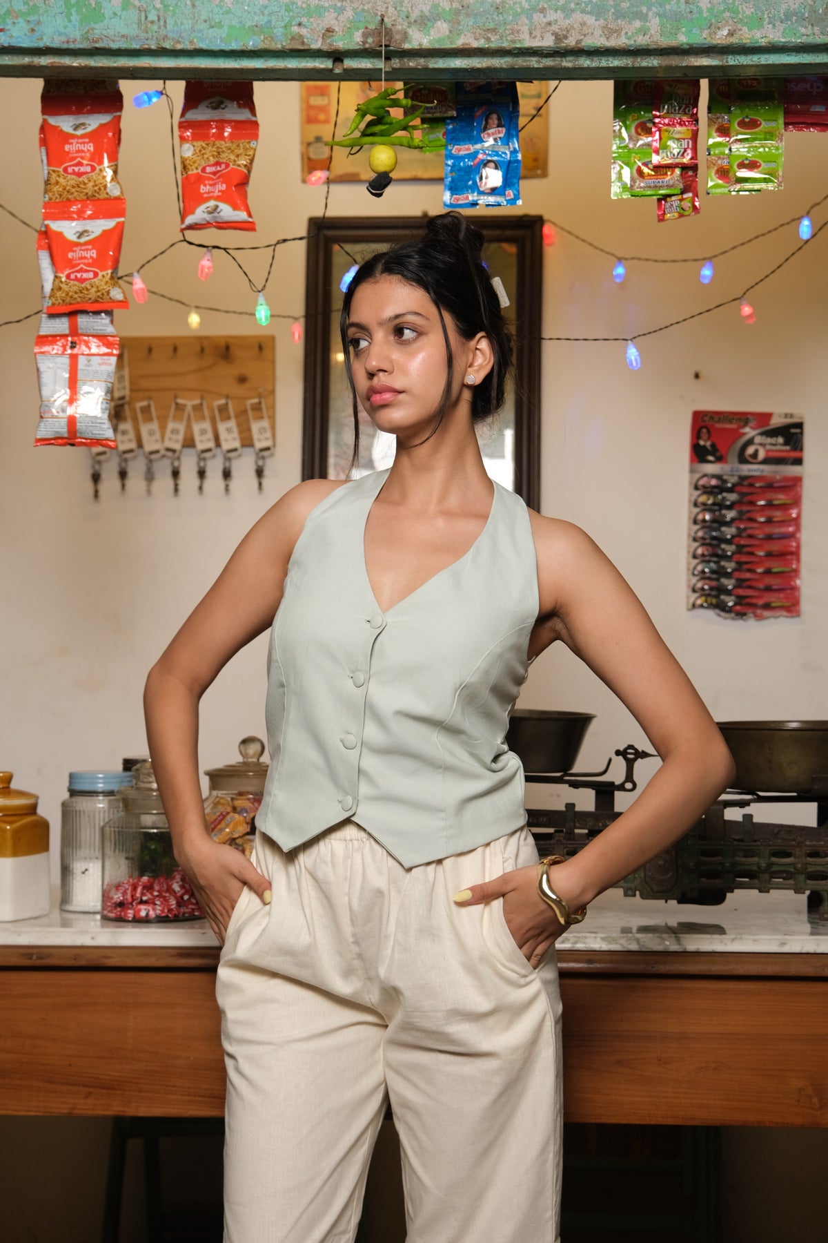 Halterneck WaistCoat (Mint Green)