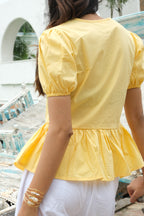 Tie-Up Peplum Top (Yellow)