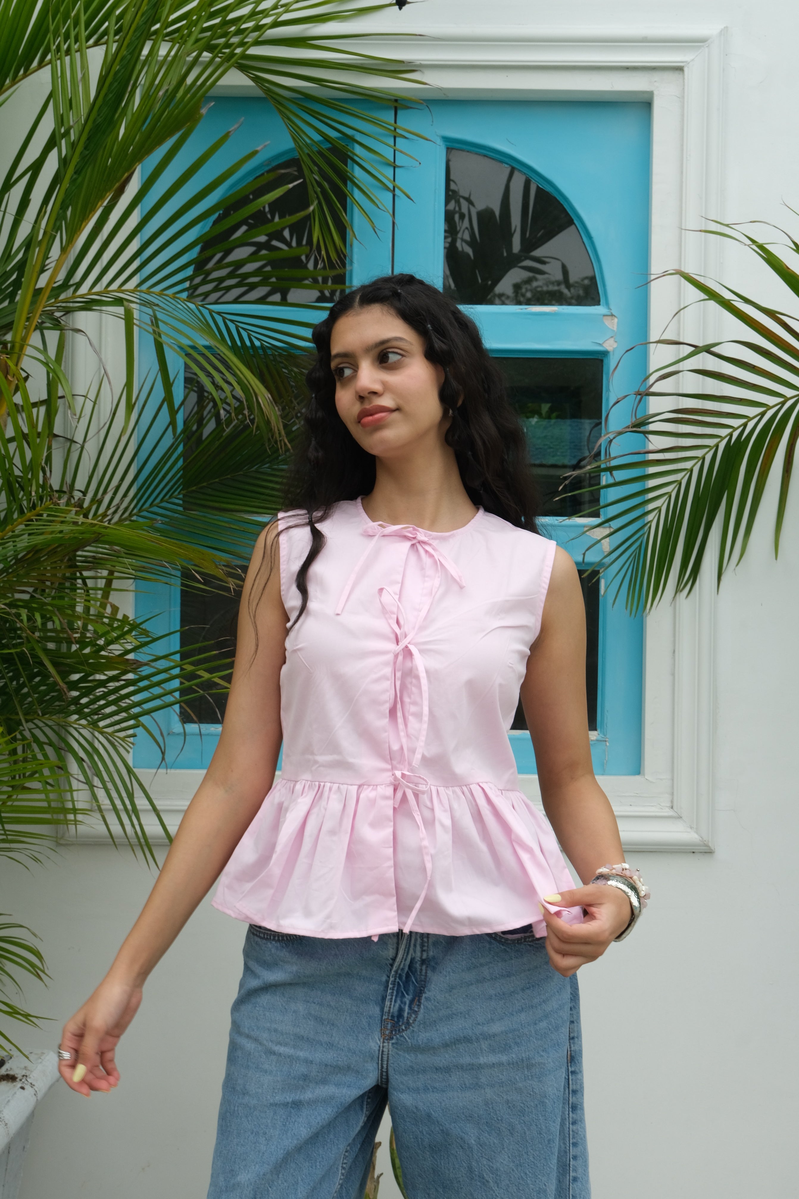 Tie-Up Vest Top (Pink)
