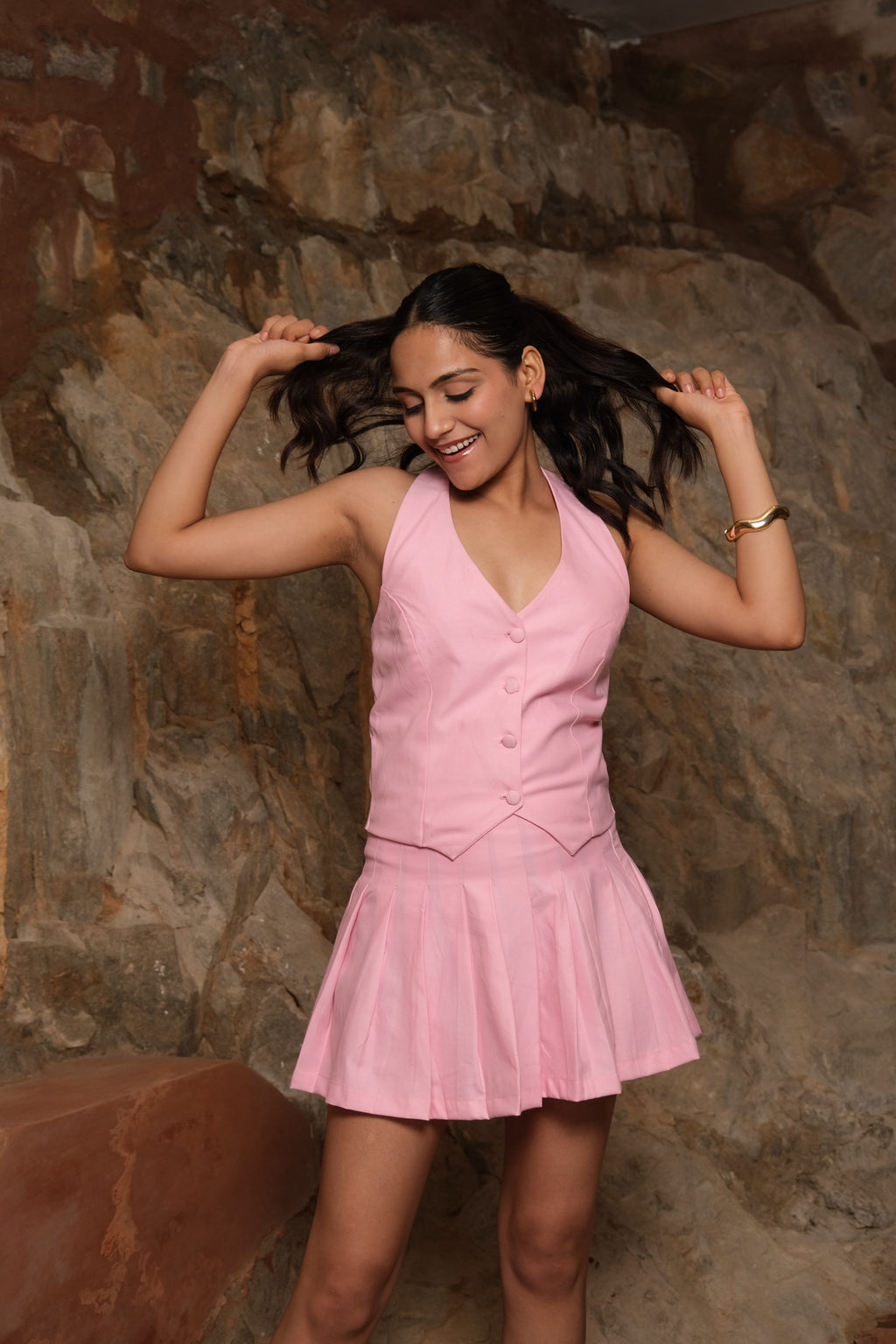 Pleated Skirt Co-ord (Pink)