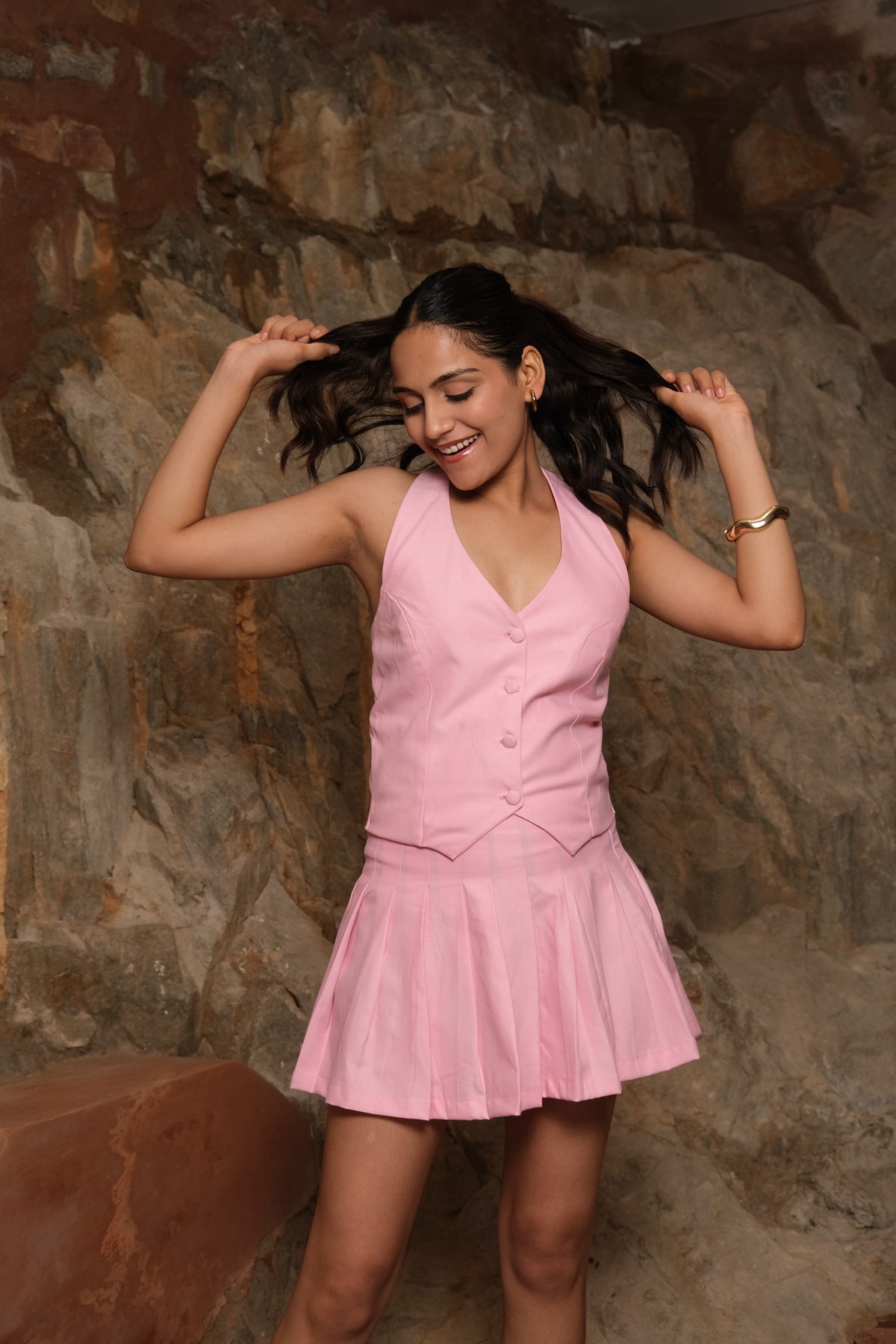 Pleated Skirt Co-ord (Pink)