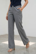 Pleated High-Rise Pants (Grey)